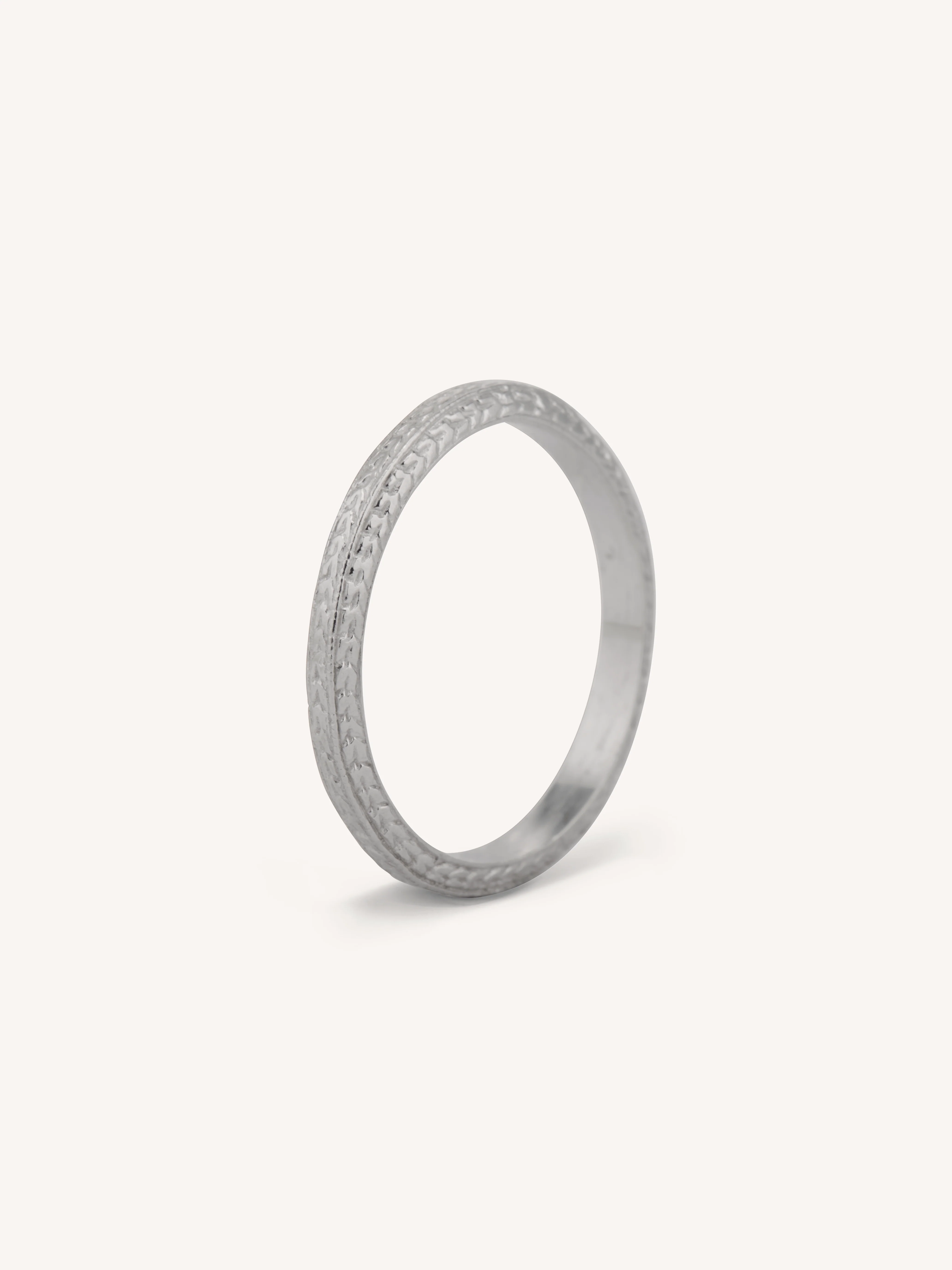 Art Deco Platinum Interlaced Scroll Engraved Vintage Wedding Band - Size 4 - Image 3