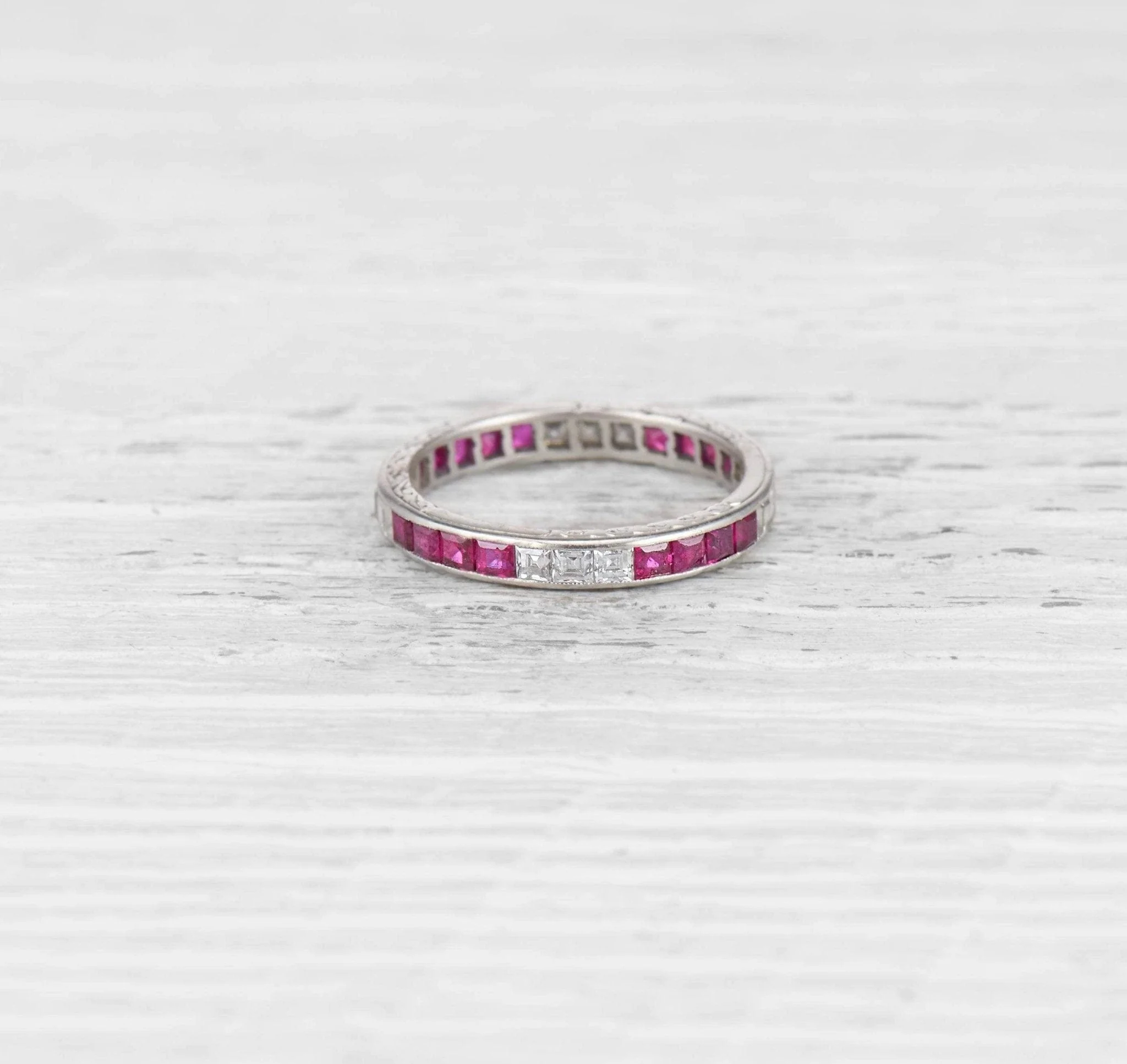 ART DECO RUBY AND DIAMOND ETERNITY BAND - Image 3