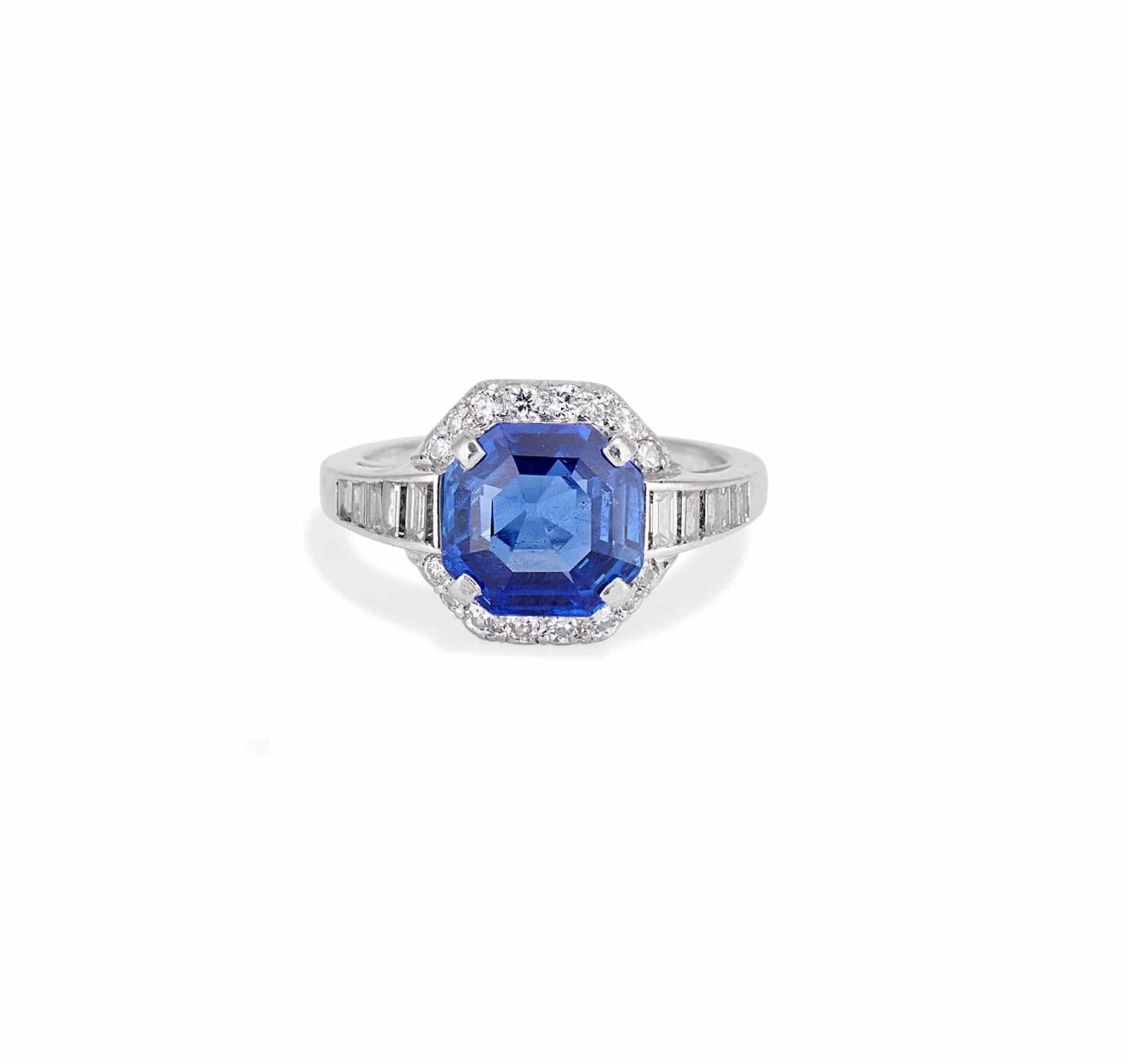 Art Deco 3.58 Carat Burma Sapphire & Diamond Ring - Image 2