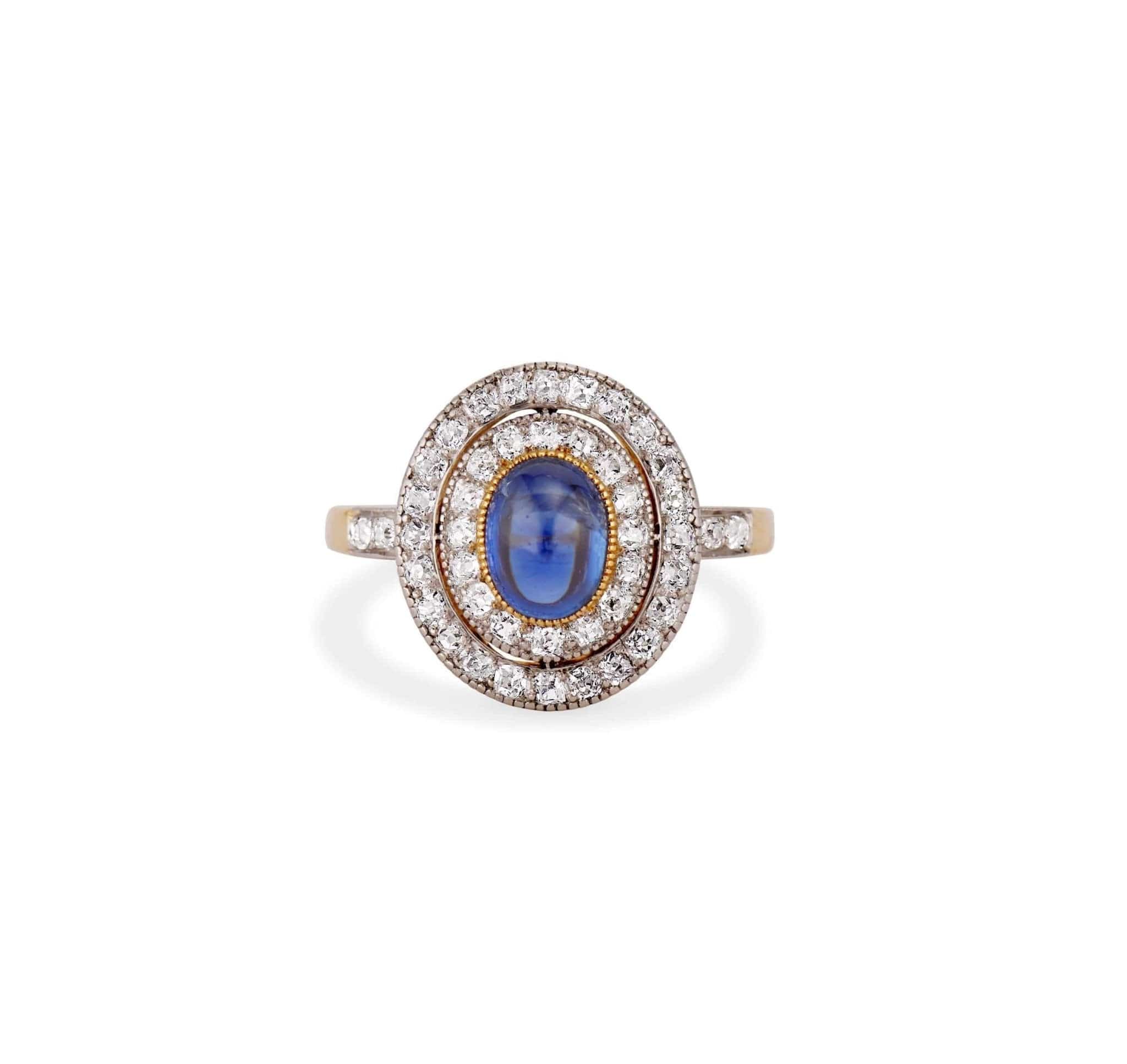 Art Deco Sapphire and Diamond Engagement Ring - Image 2