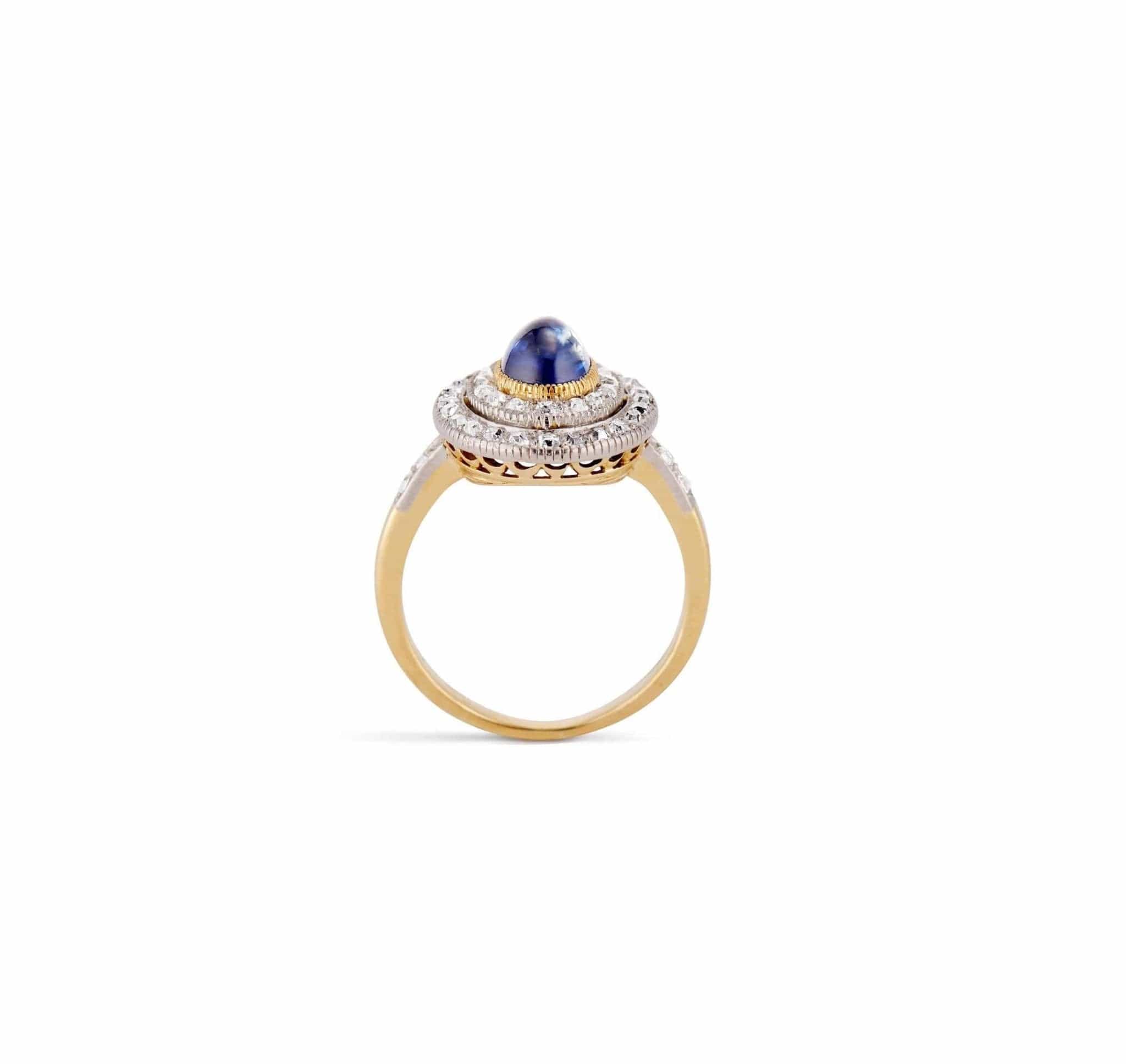 Art Deco Sapphire and Diamond Engagement Ring - Image 3