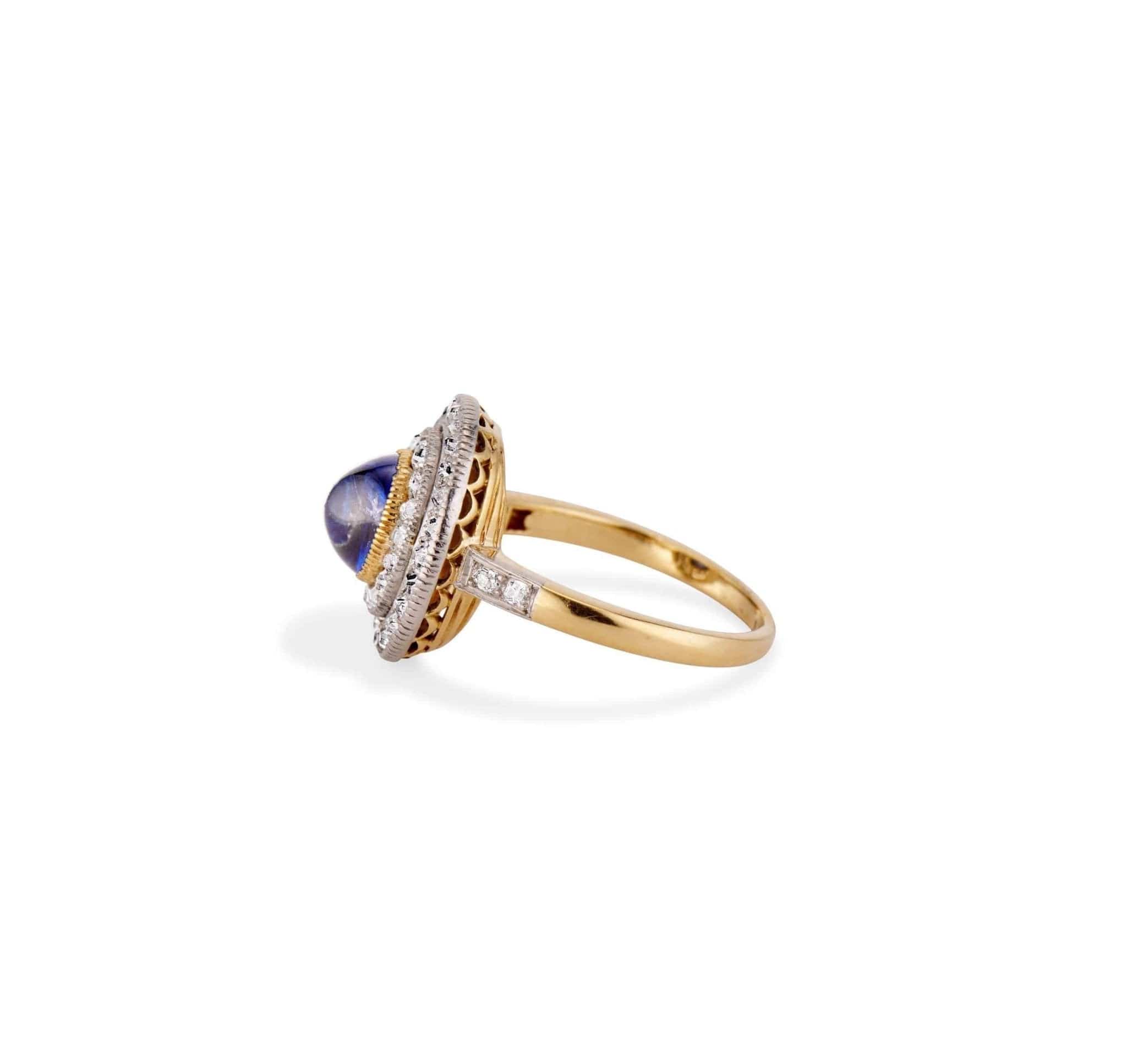 Art Deco Sapphire and Diamond Engagement Ring - Image 4
