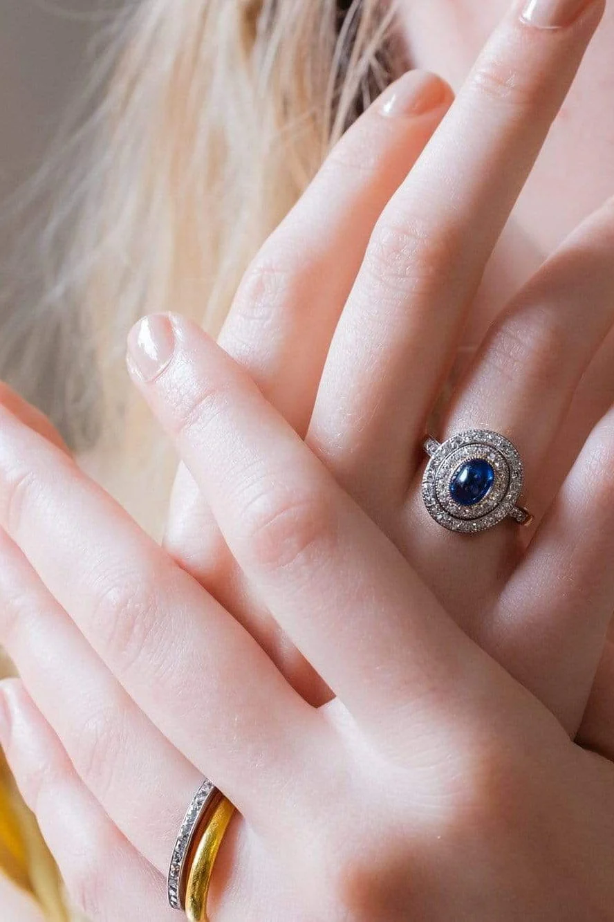 Art Deco Sapphire and Diamond Engagement Ring - Image 5