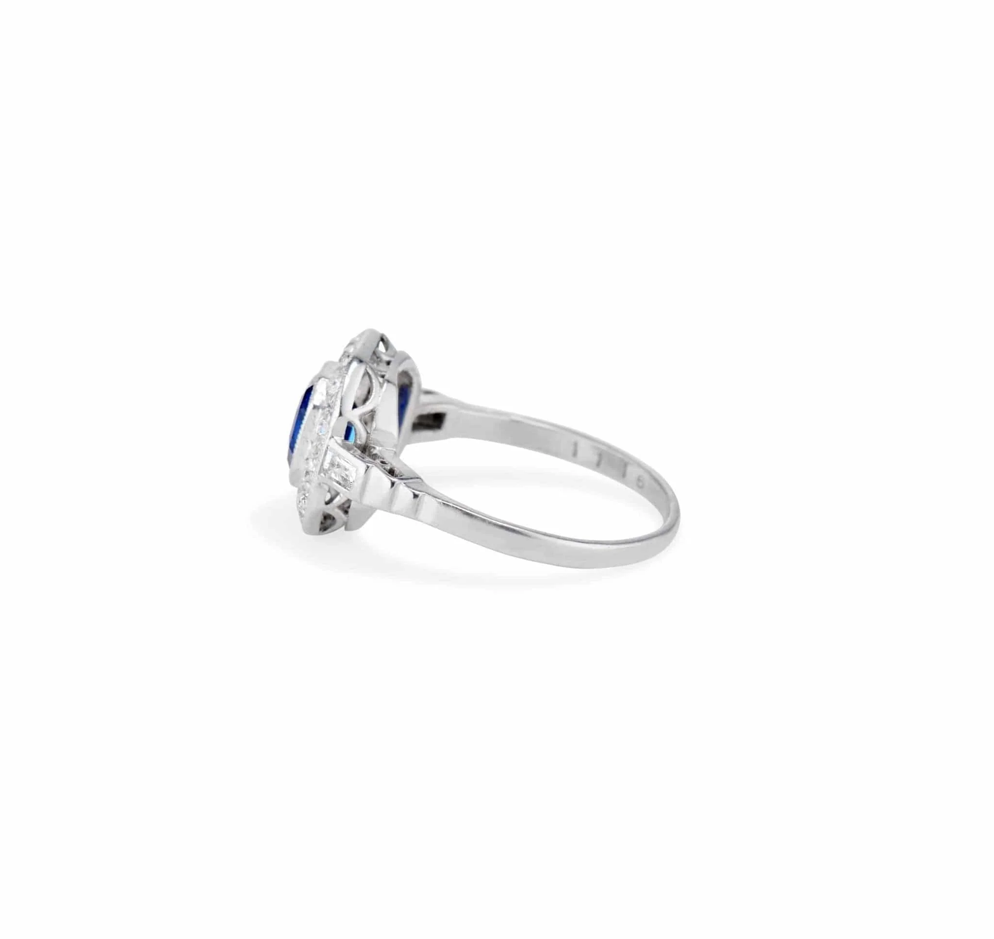 Art Deco Sapphire and Diamond Engagement Ring - Image 3