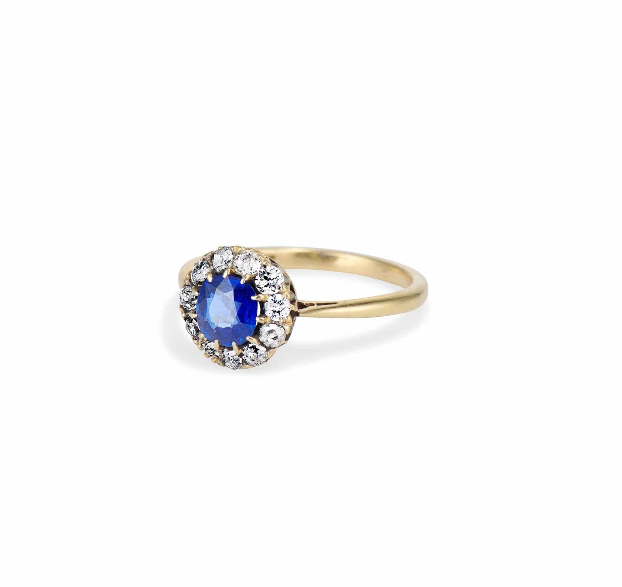 Art Deco Sapphire & Diamond Gold Cluster - Image 2