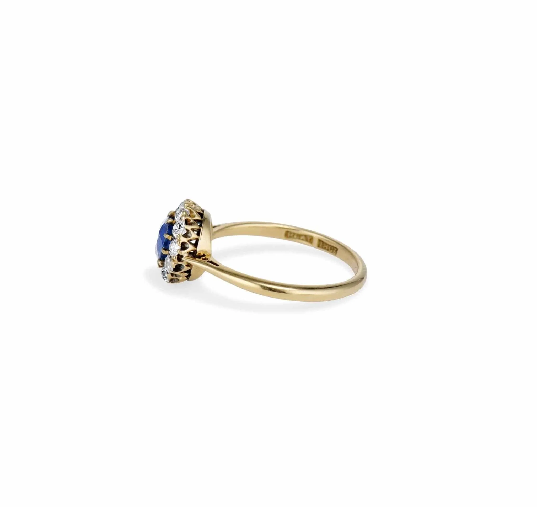 Art Deco Sapphire & Diamond Gold Cluster - Image 3