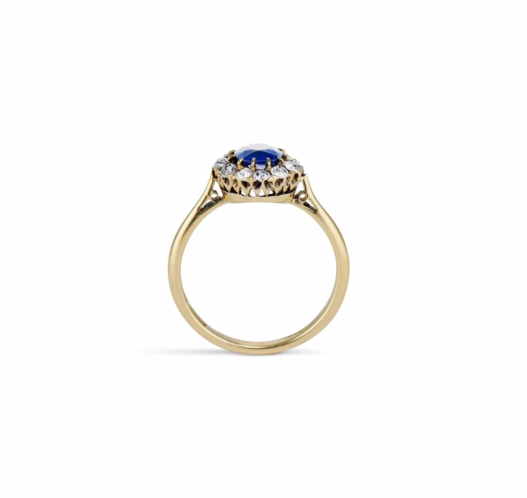 Art Deco Sapphire & Diamond Gold Cluster - Image 4
