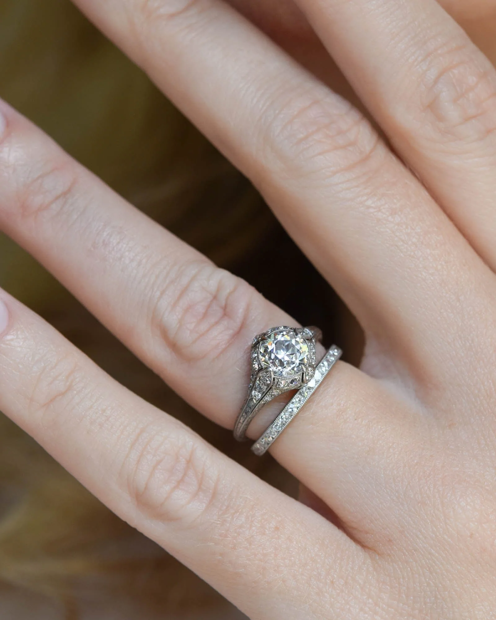 Vintage Art Deco Diamond Eternity Wedding Band - Size 4 - Image 3