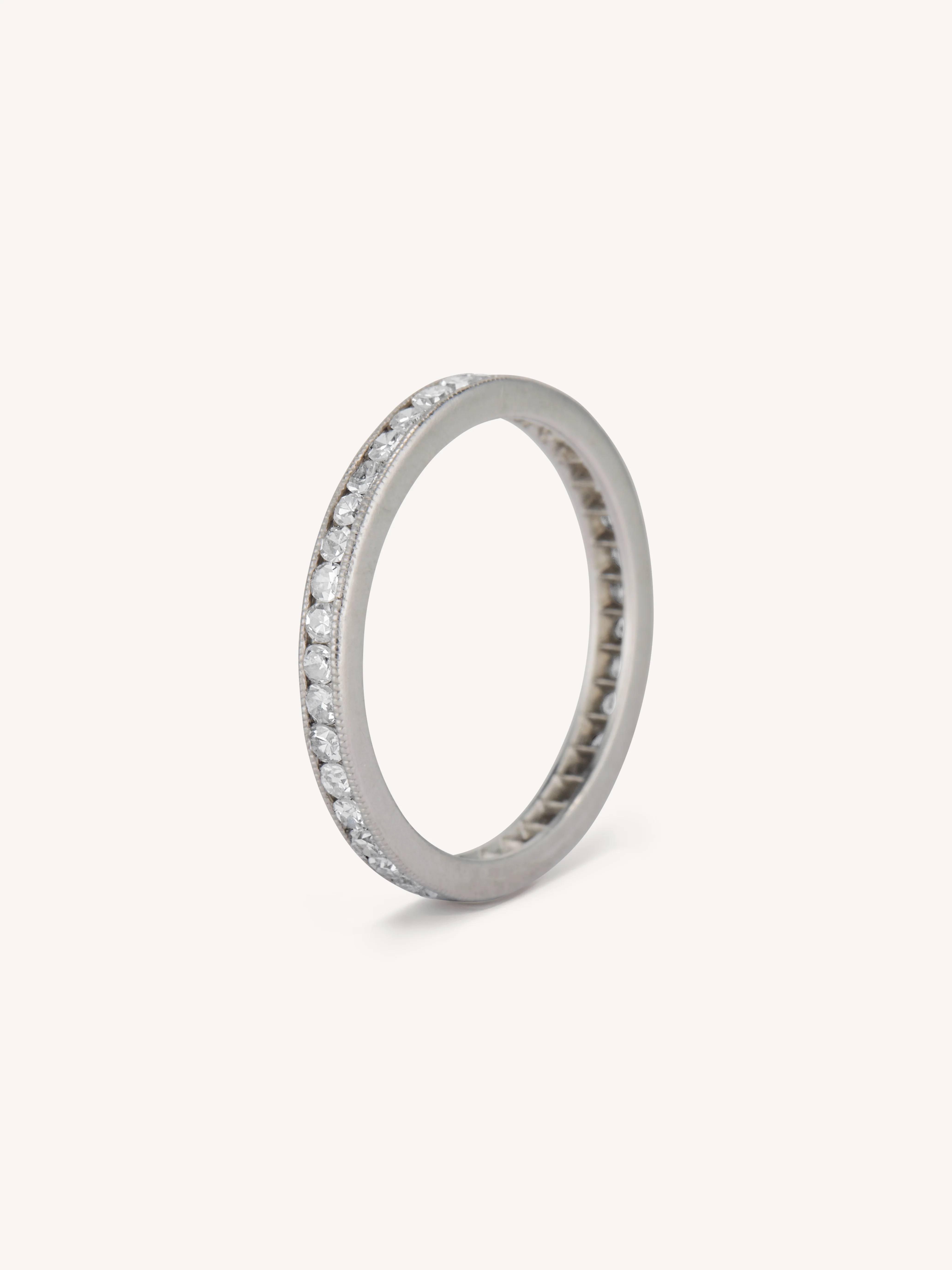 Vintage Art Deco Diamond Eternity Wedding Band - Size 4 - Image 4