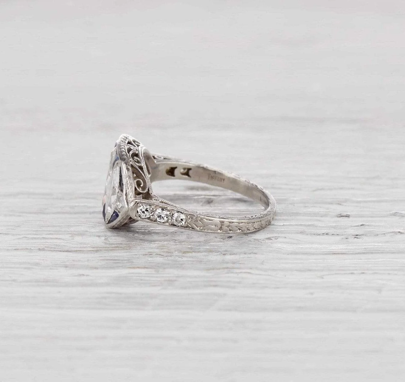 Art Deco Tiffany & Co. Three Stone Marquis Ring - Image 3