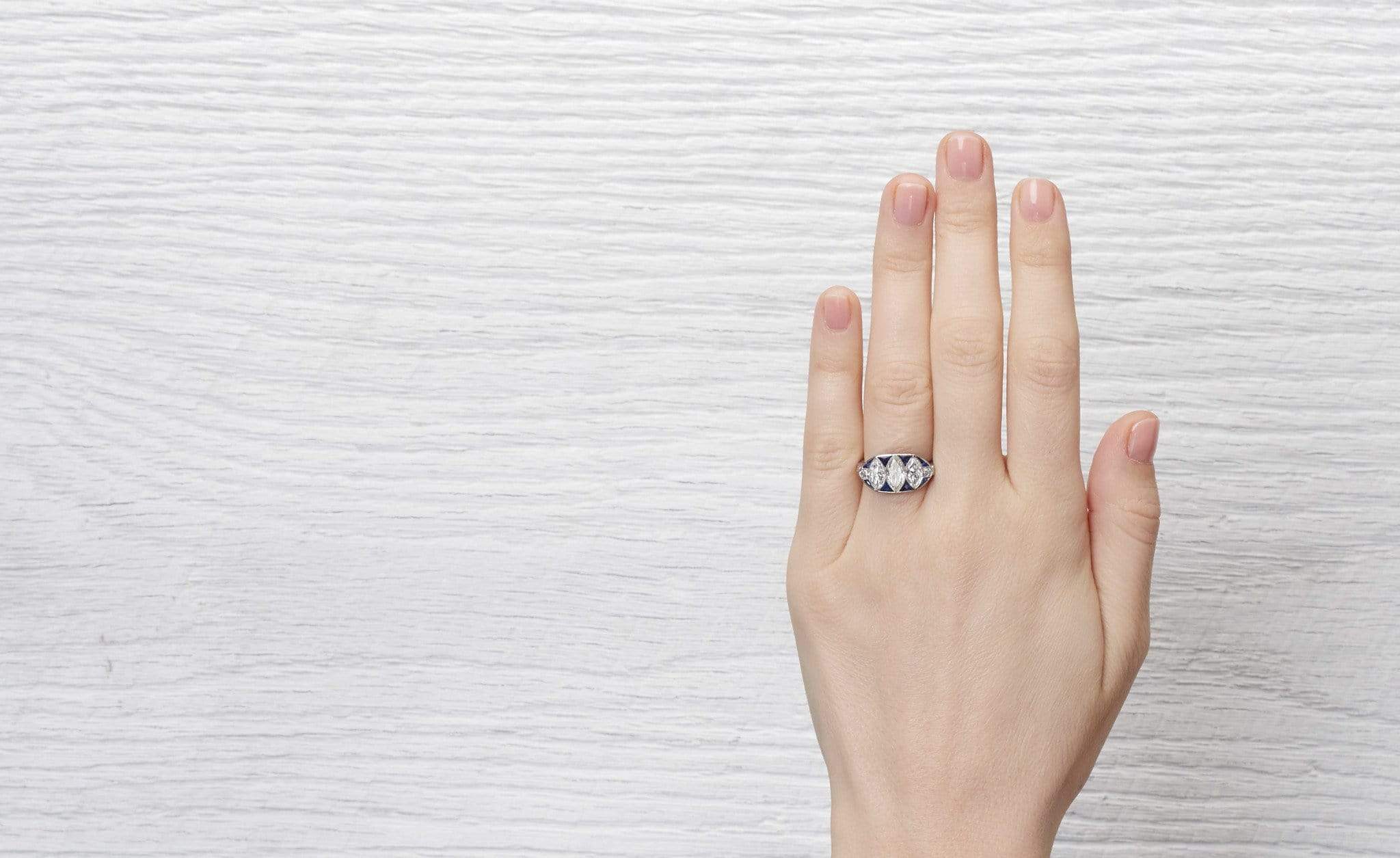 Art Deco Tiffany & Co. Three Stone Marquis Ring - Image 4