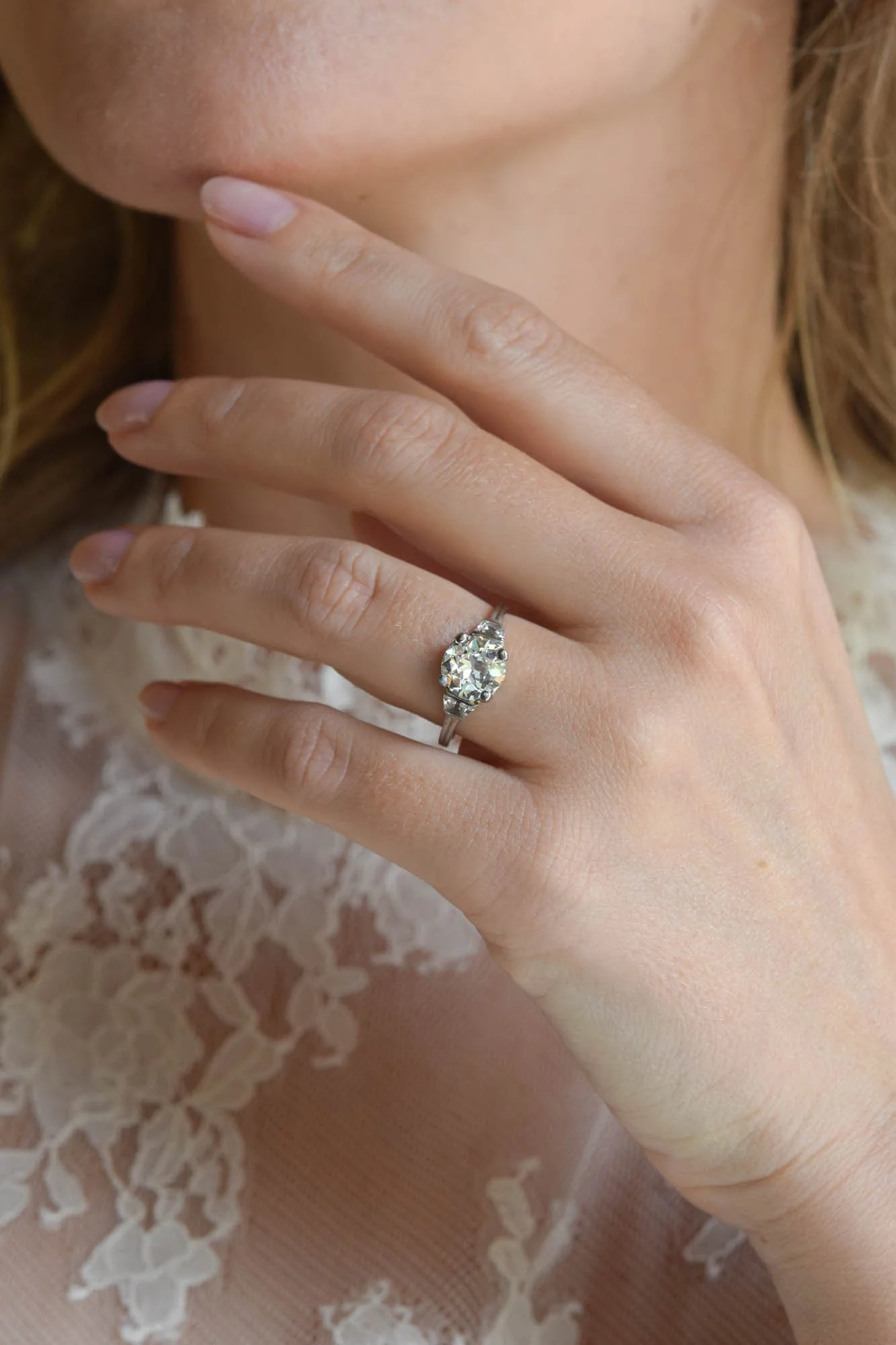 Art Deco Tiffany & Co. 1.94 Carat Old European Cut Diamond Vintage Engagement Ring - Image 3