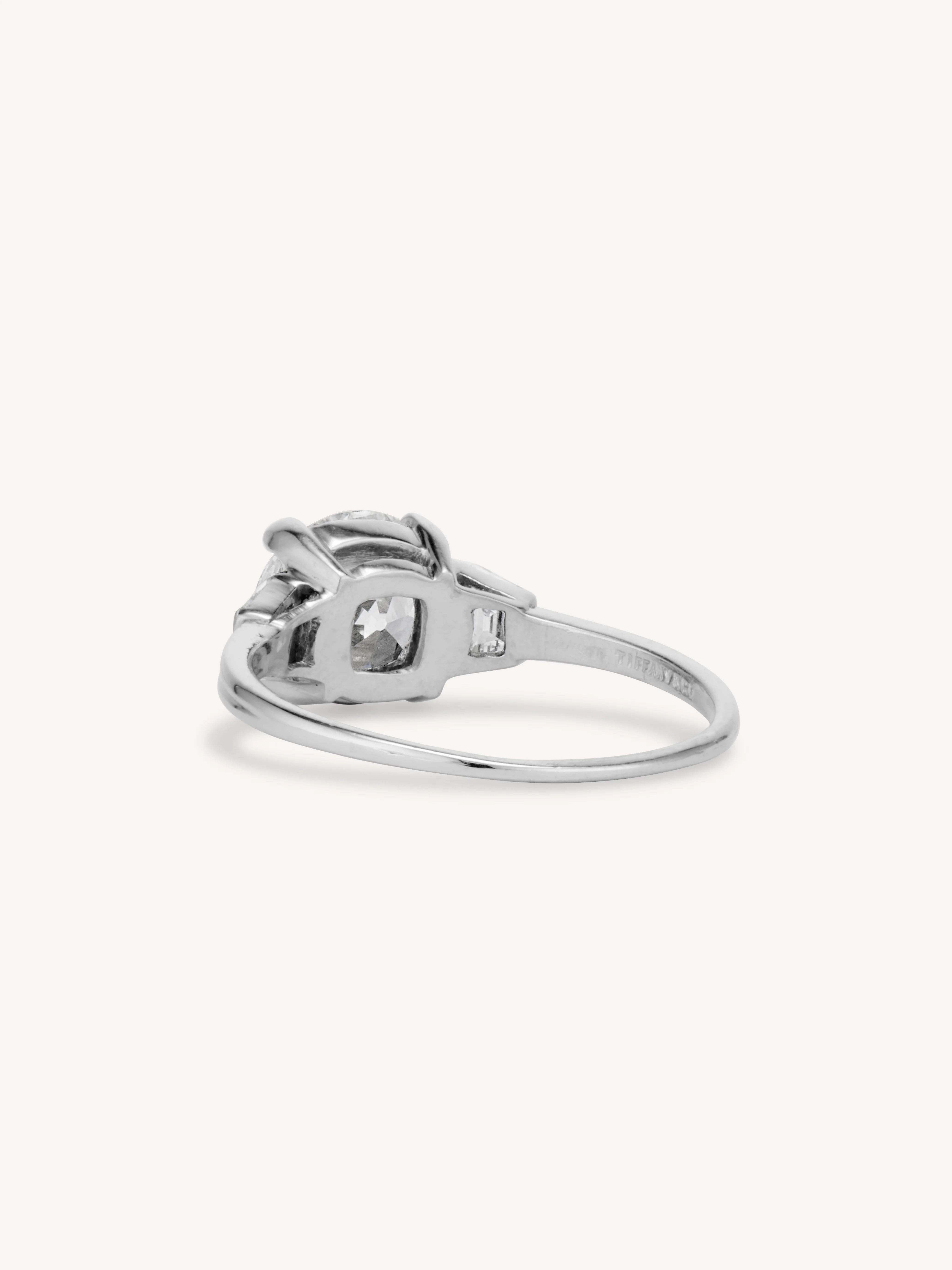 Art Deco Tiffany & Co. 1.94 Carat Old European Cut Diamond Vintage Engagement Ring - Image 5