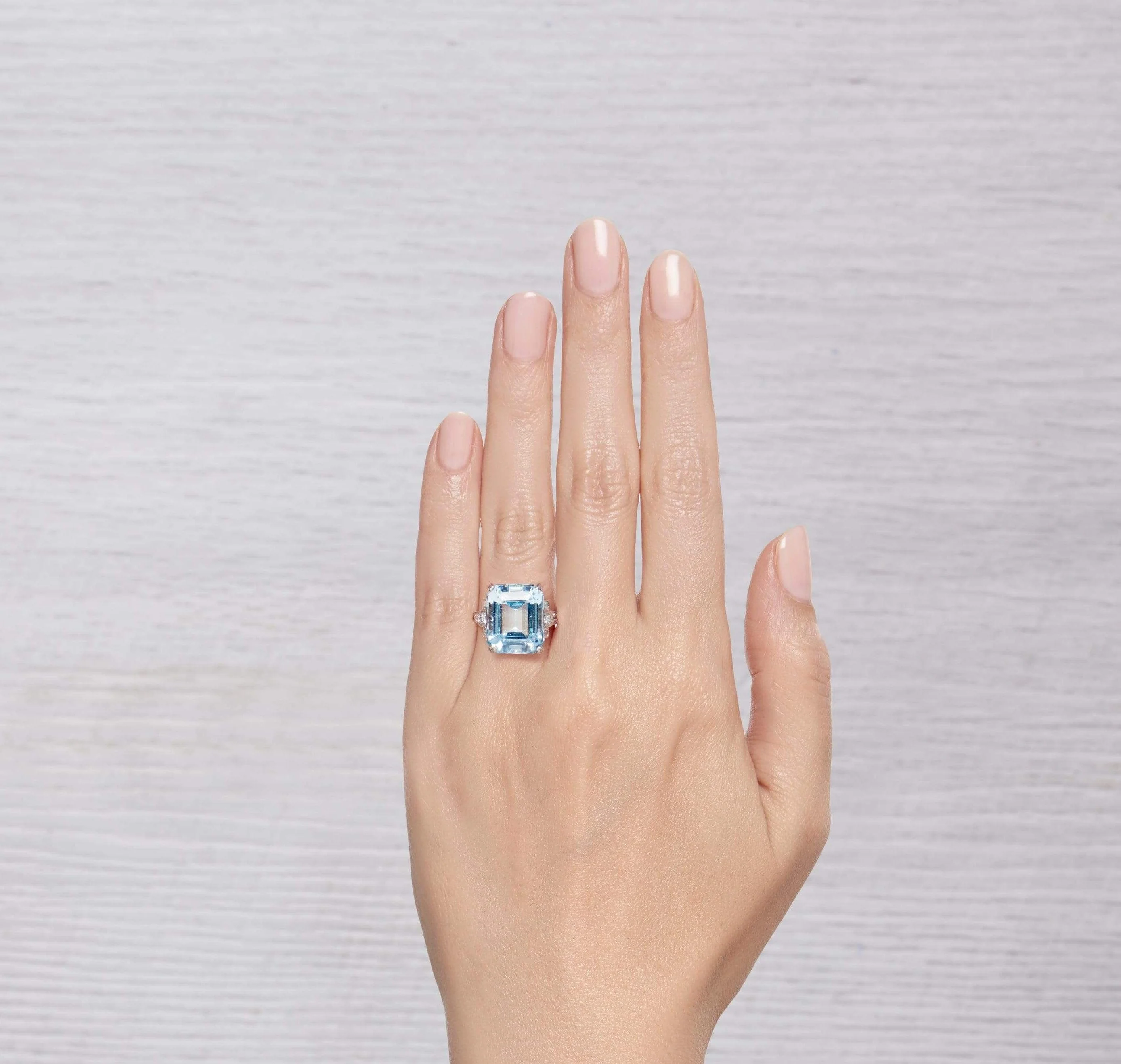 ART DECO TIFFANY & CO AQUAMARINE AND DIAMOND COCKTAIL RING - Image 7