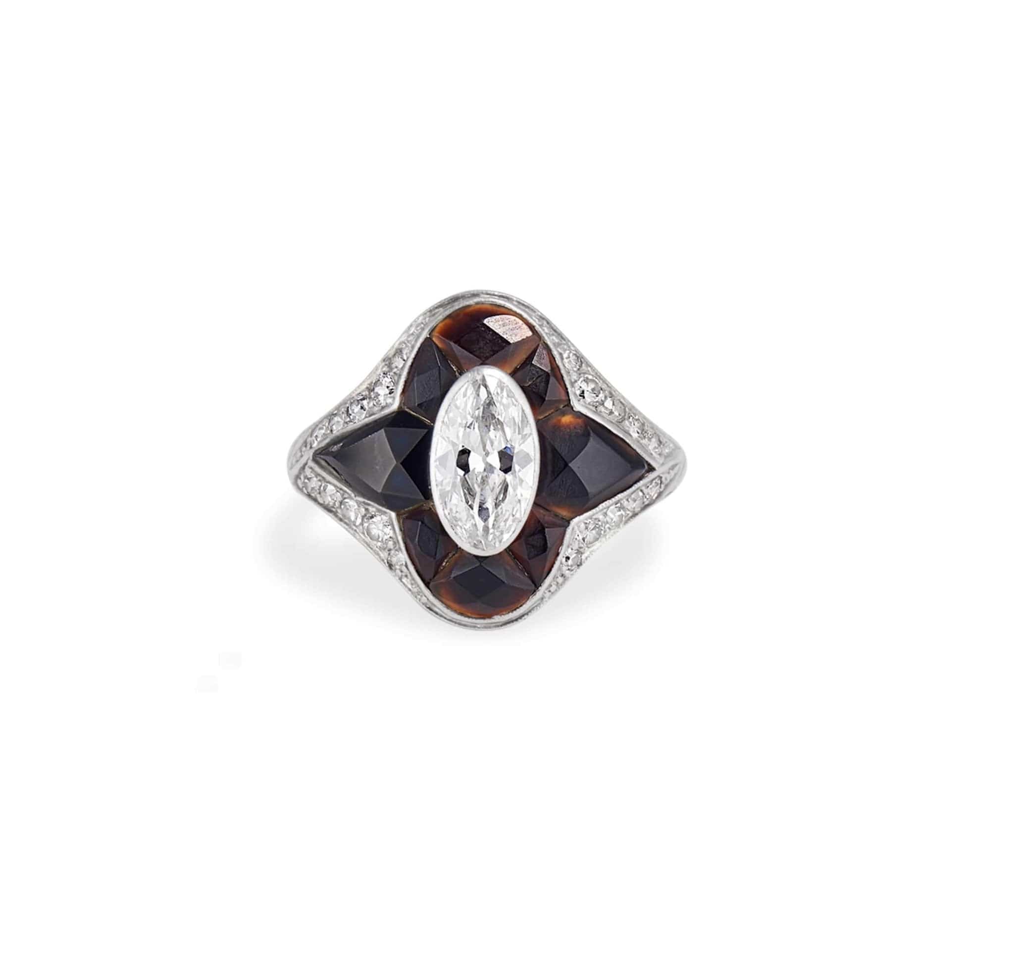 Tiffany & Co Oval Cut Diamond & Black Onyx Ring - Image 2