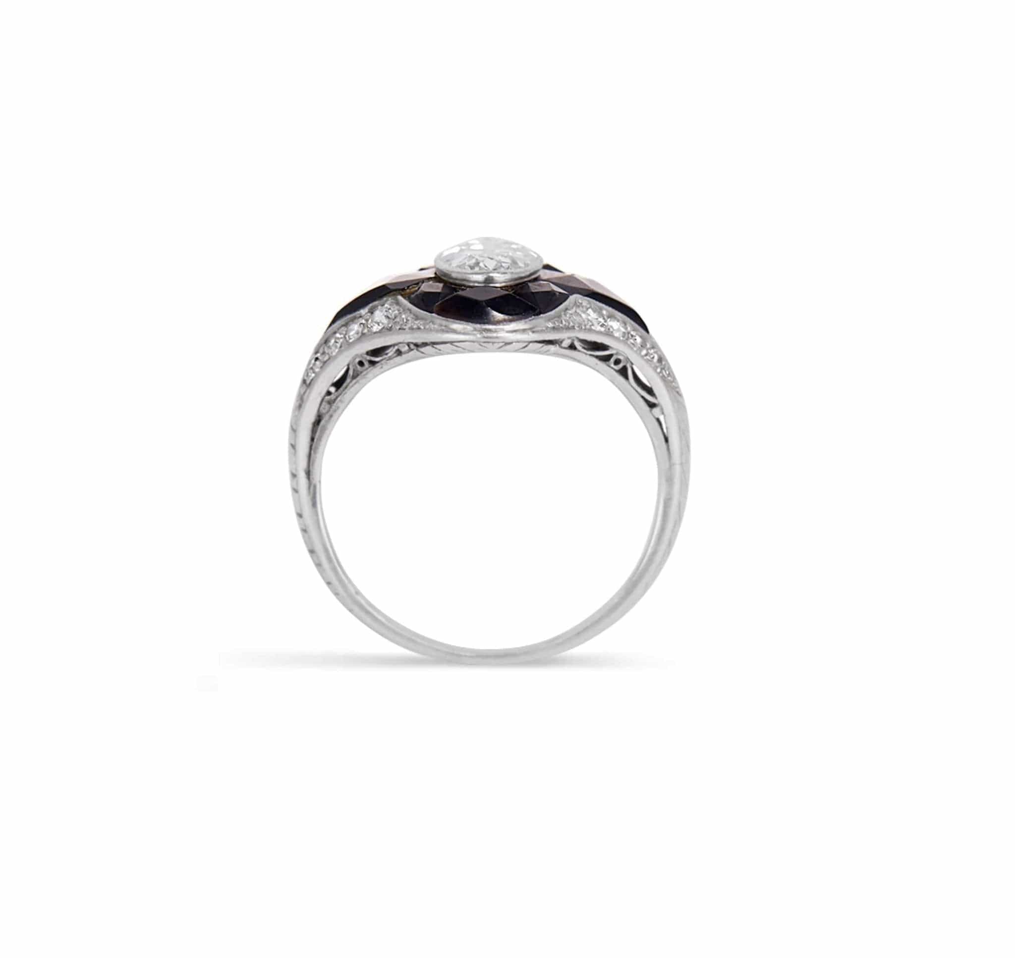 Tiffany & Co Oval Cut Diamond & Black Onyx Ring - Image 3