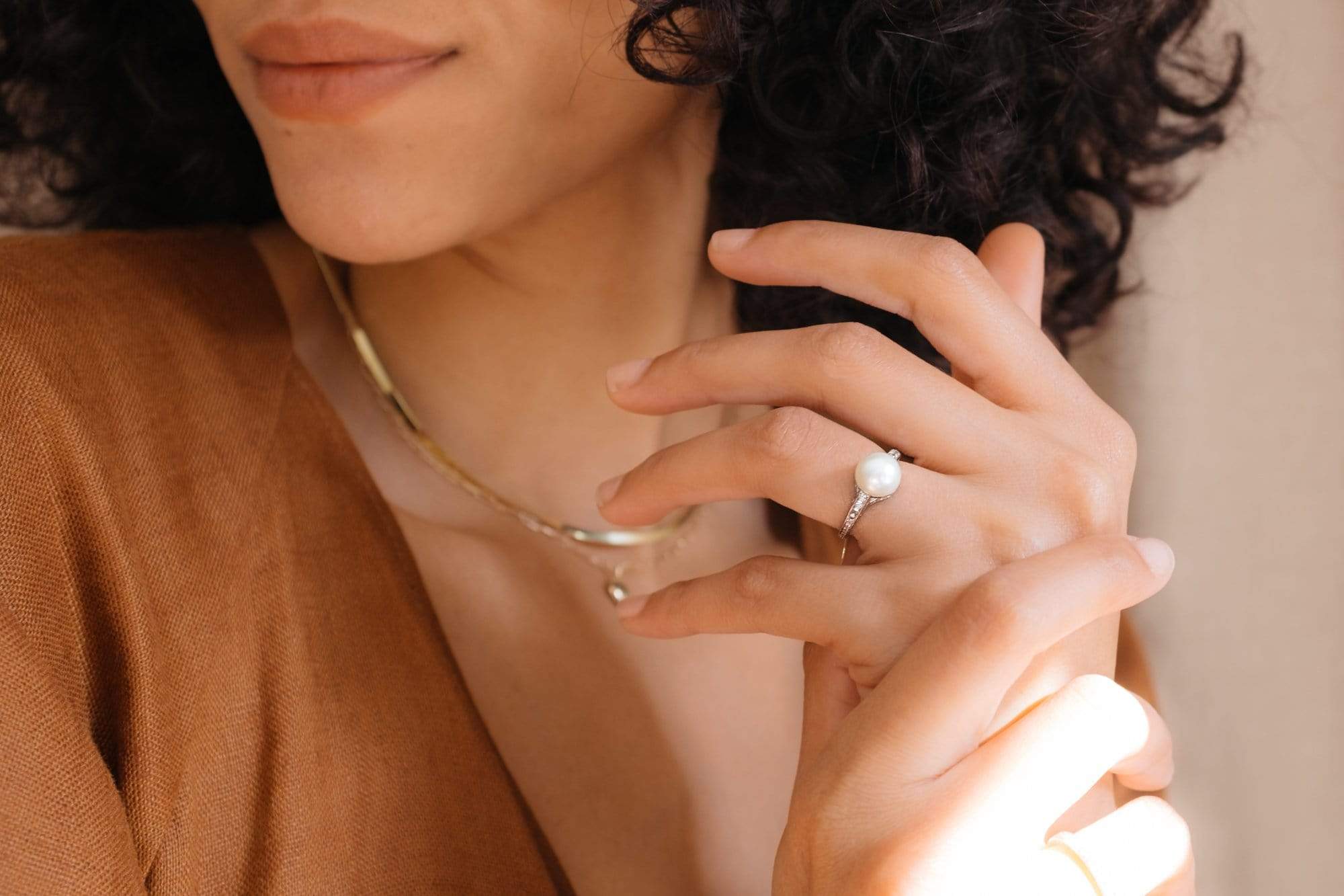 Tiffany & Co 1920s Natural Pearl Diamond Ring - Image 6