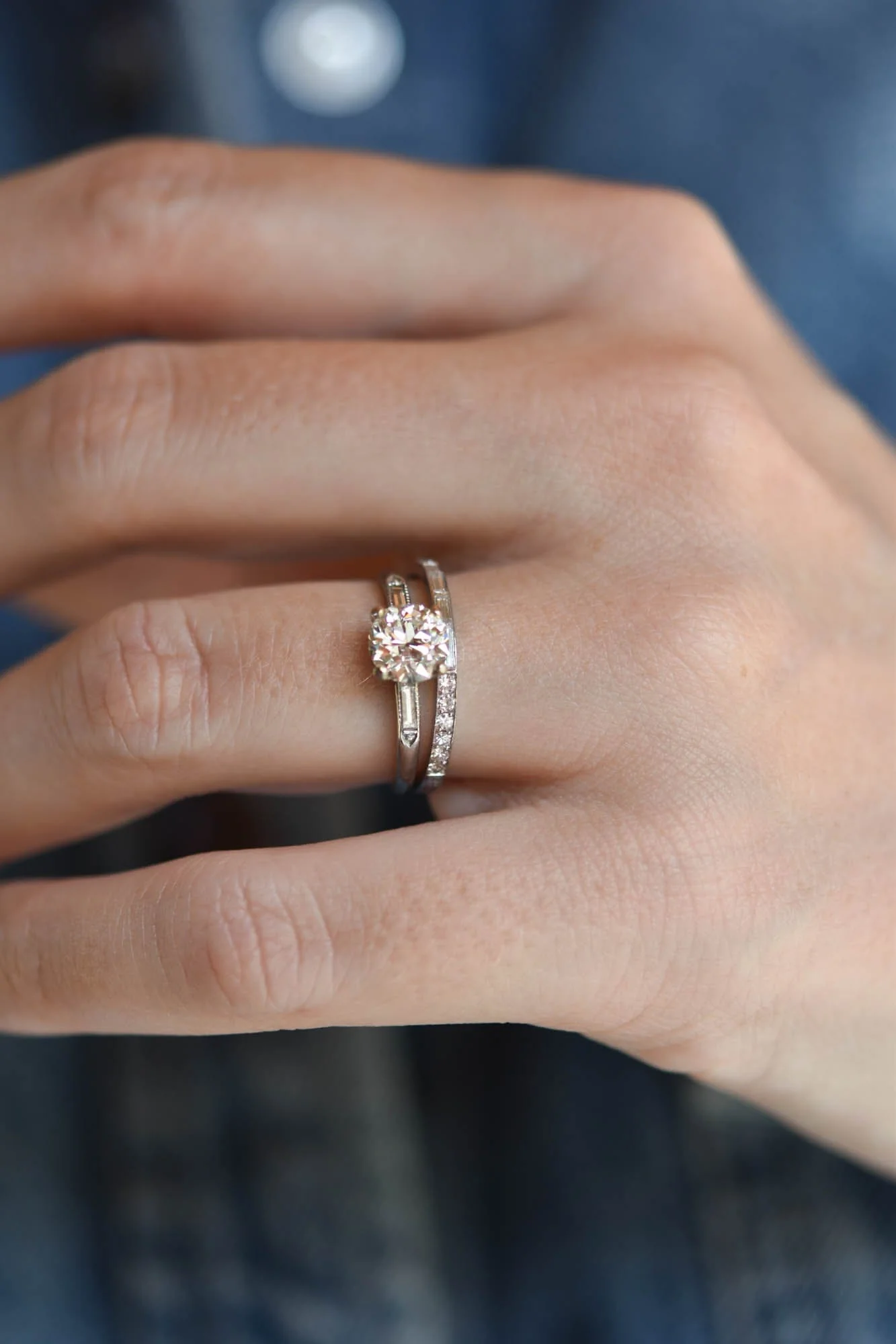 1920's 1.05 Carat Transitional Cut Diamond Platinum Vintage Engagement Ring - Image 7
