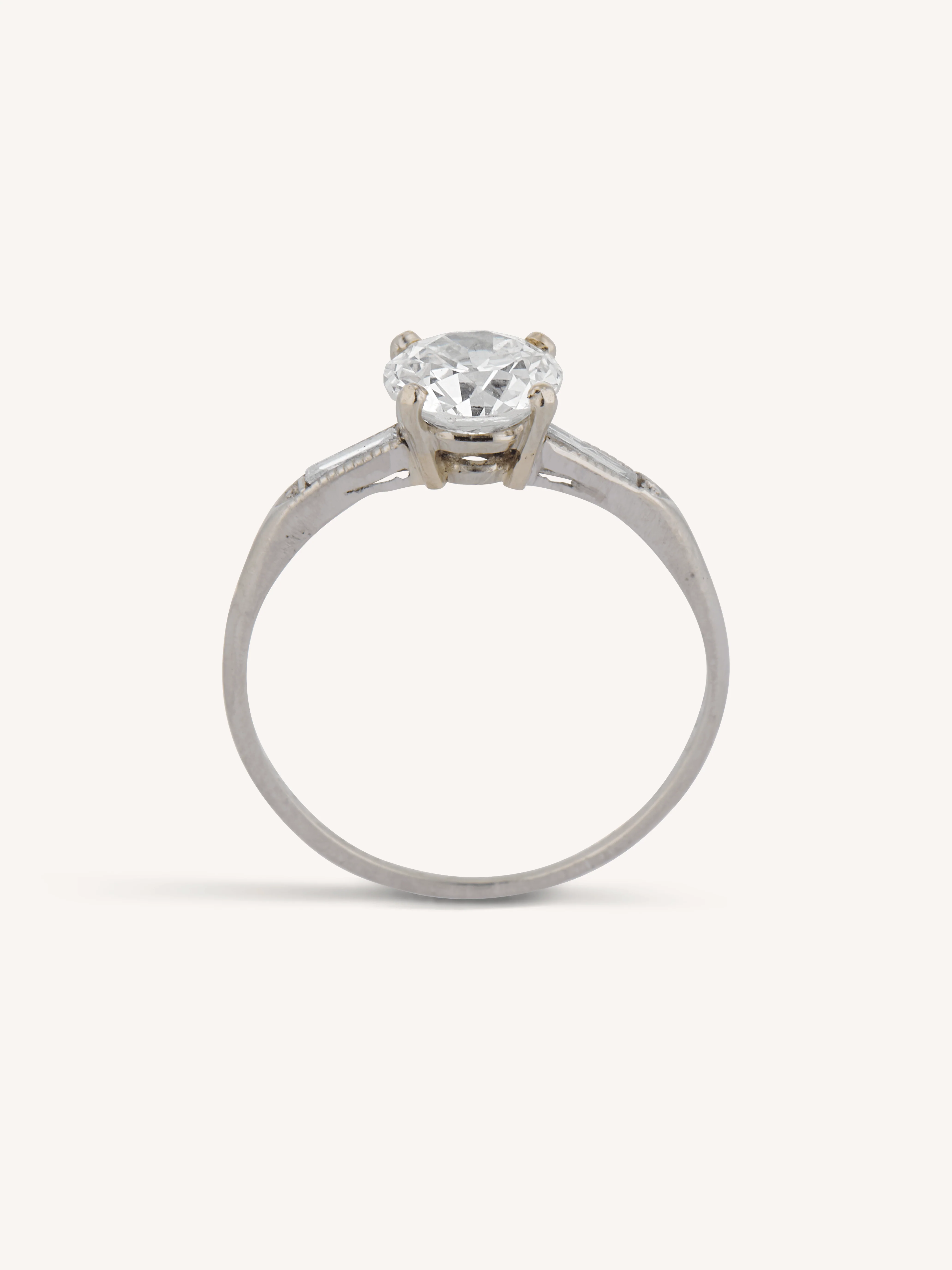 1920's 1.05 Carat Transitional Cut Diamond Platinum Vintage Engagement Ring - Image 8