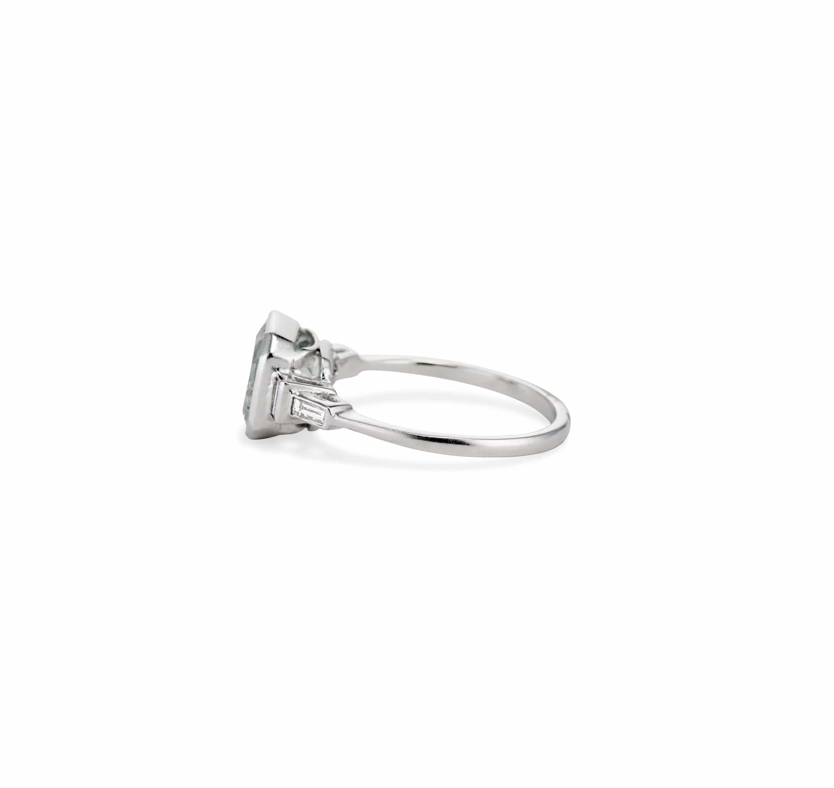 Art Moderne Asscher Aquamarine & Diamond Ring - Image 3