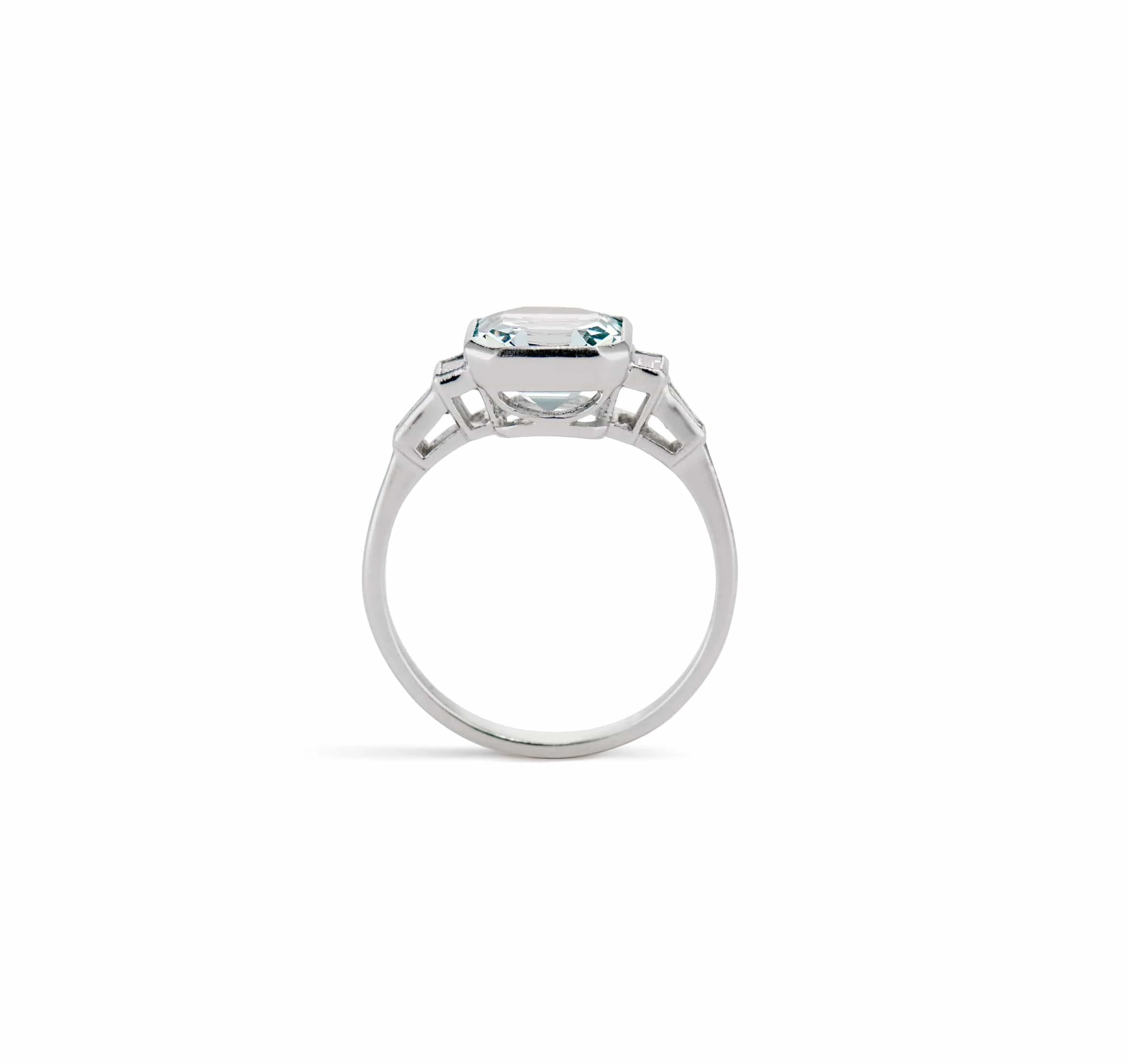 Art Moderne Asscher Aquamarine & Diamond Ring - Image 4