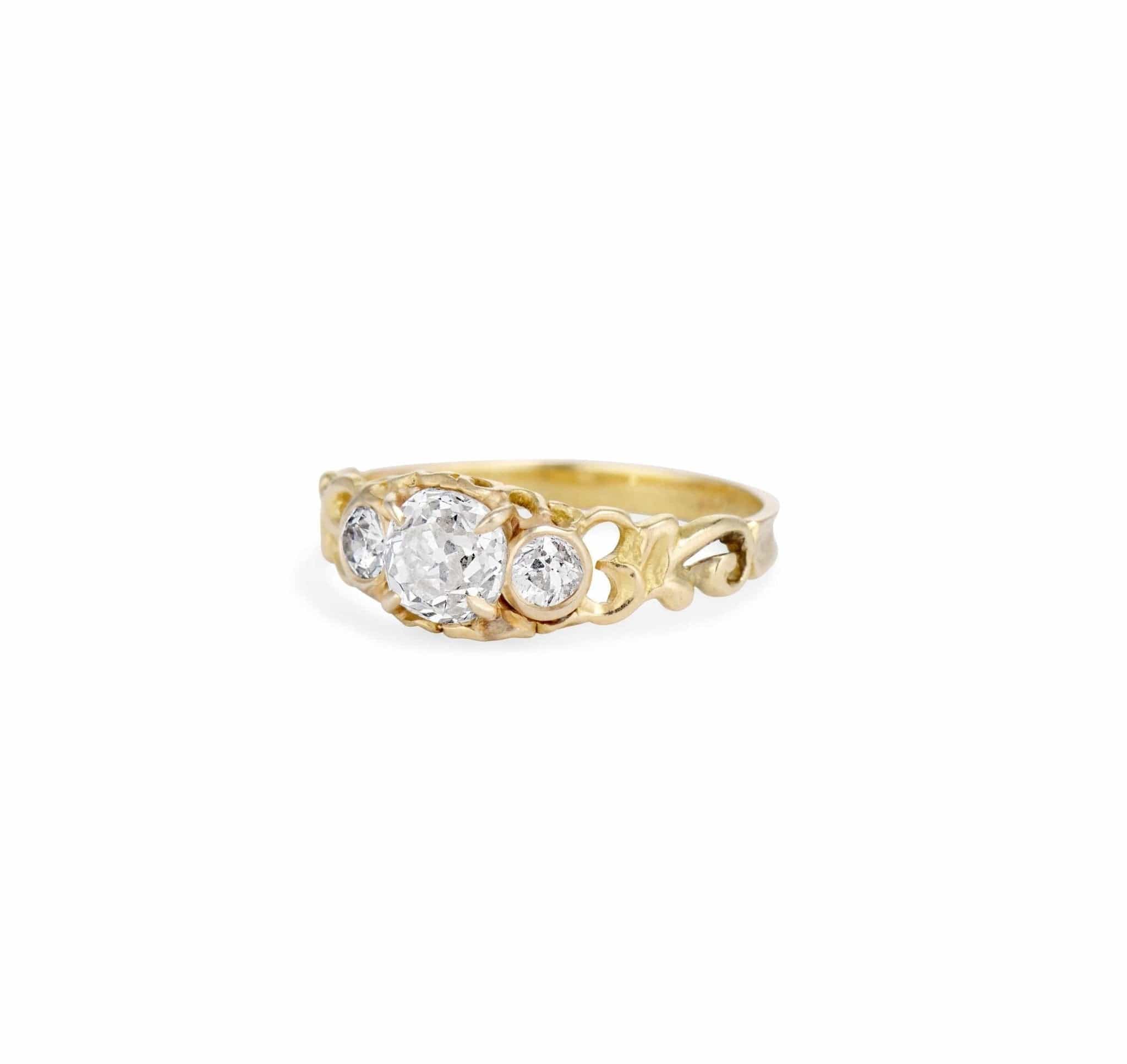 Art Nouveau .70 Carat Old Mine Cushion Cut Diamond Ring - Image 3