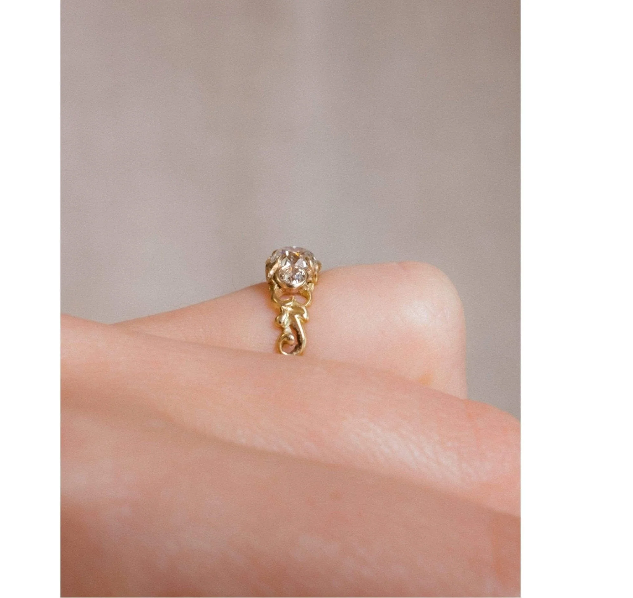 Art Nouveau .70 Carat Old Mine Cushion Cut Diamond Ring - Image 7