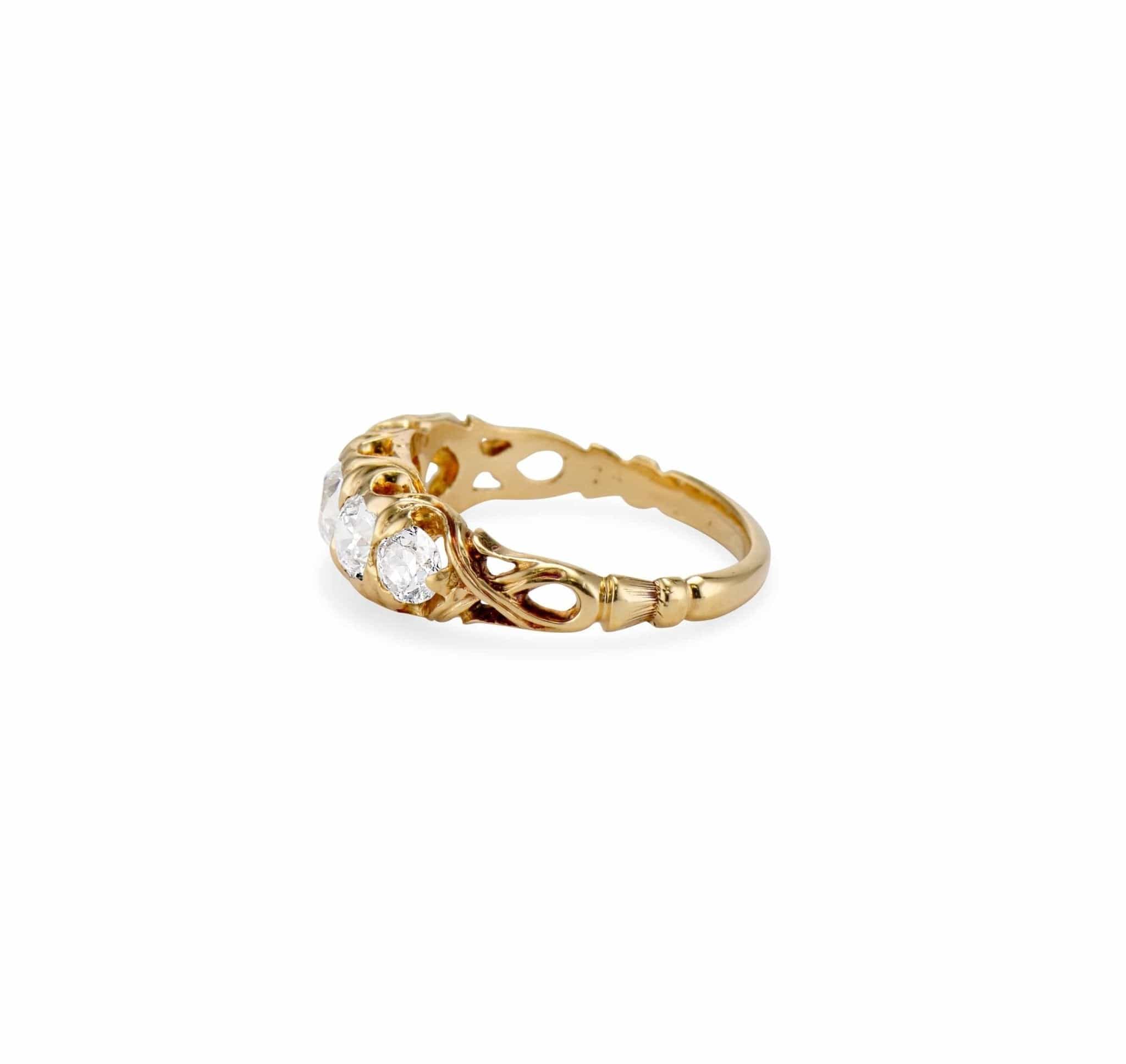Art Nouveau Five-Stone Diamond & Gold Ring - Image 3