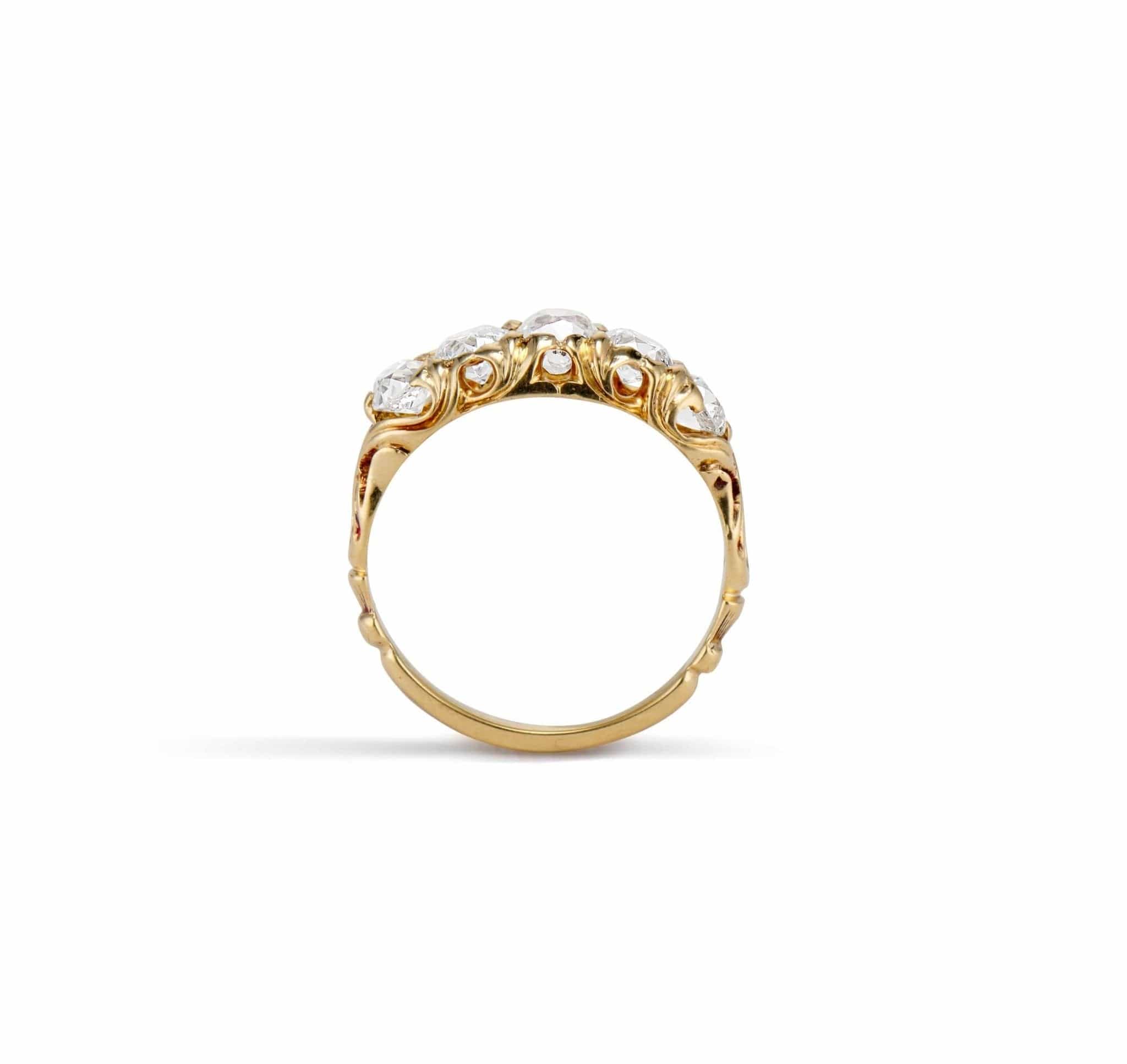Art Nouveau Five-Stone Diamond & Gold Ring - Image 5