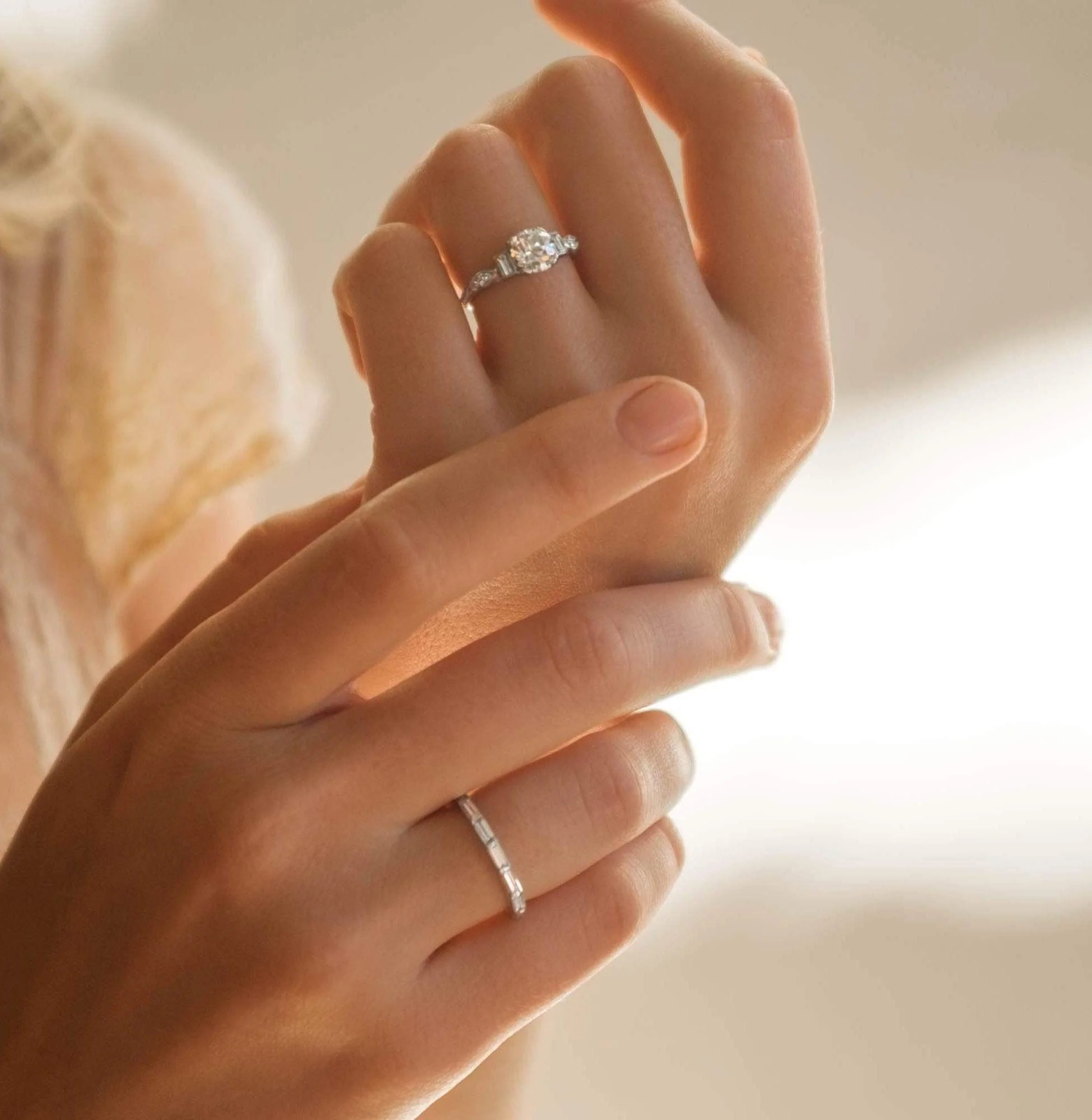 VINTAGE BAGUETTE CUT DIAMOND AND PLATINUM ETERNITY BAND - Image 4