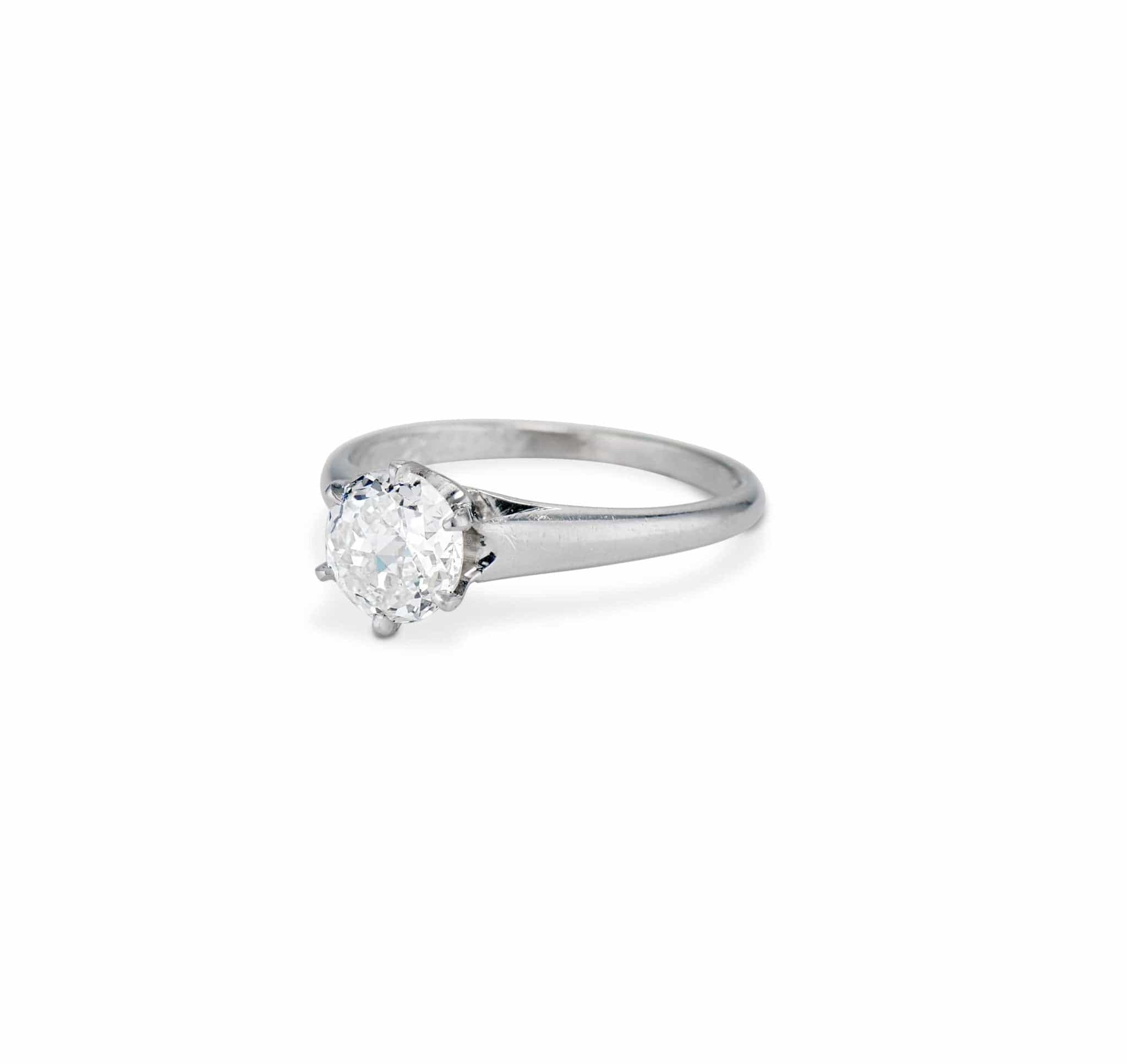Bailey Banks & Biddle Edwardian 1.14 Carat Jubilee Cut Diamond and Platinum Engagement Ring, America - Image 2