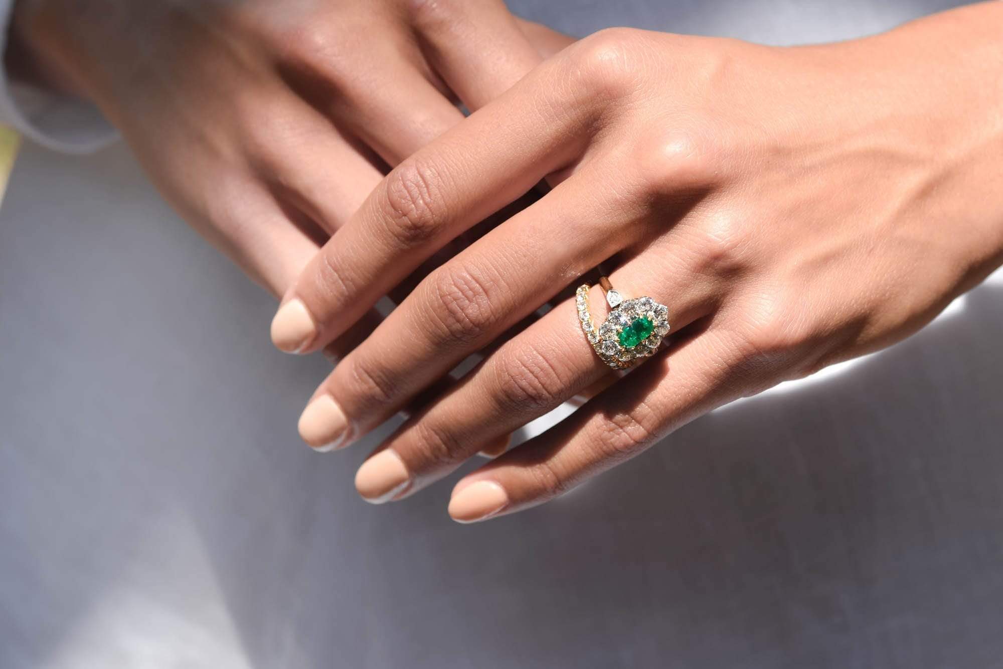 Belle Époque 1.20 Carat Emerald and Diamond Cluster, France - Image 5