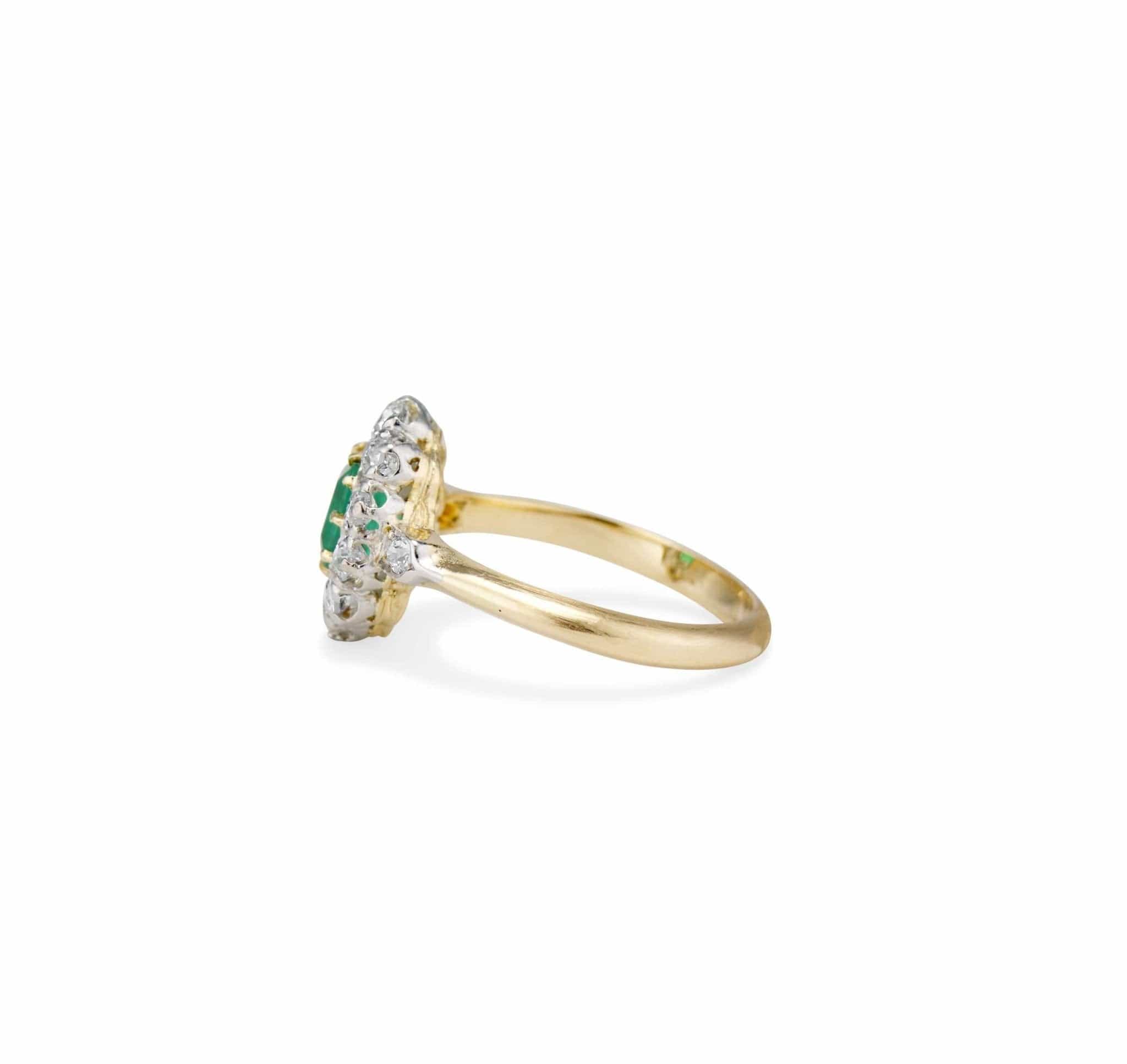 Belle Époque .70 Emerald and Diamond Cluster Engagement Ring, France - Image 2