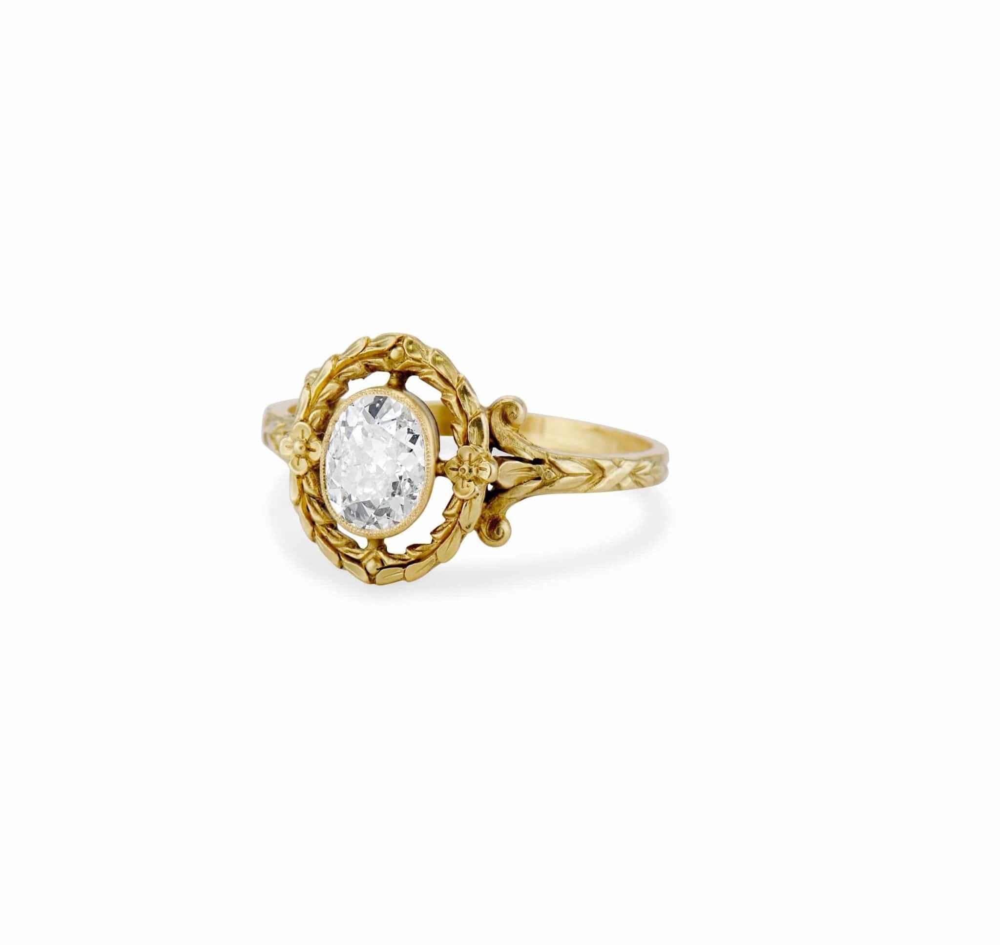 Belle Époque .83 Carat Oval-Cut Diamond Engagement Ring, France - Image 2