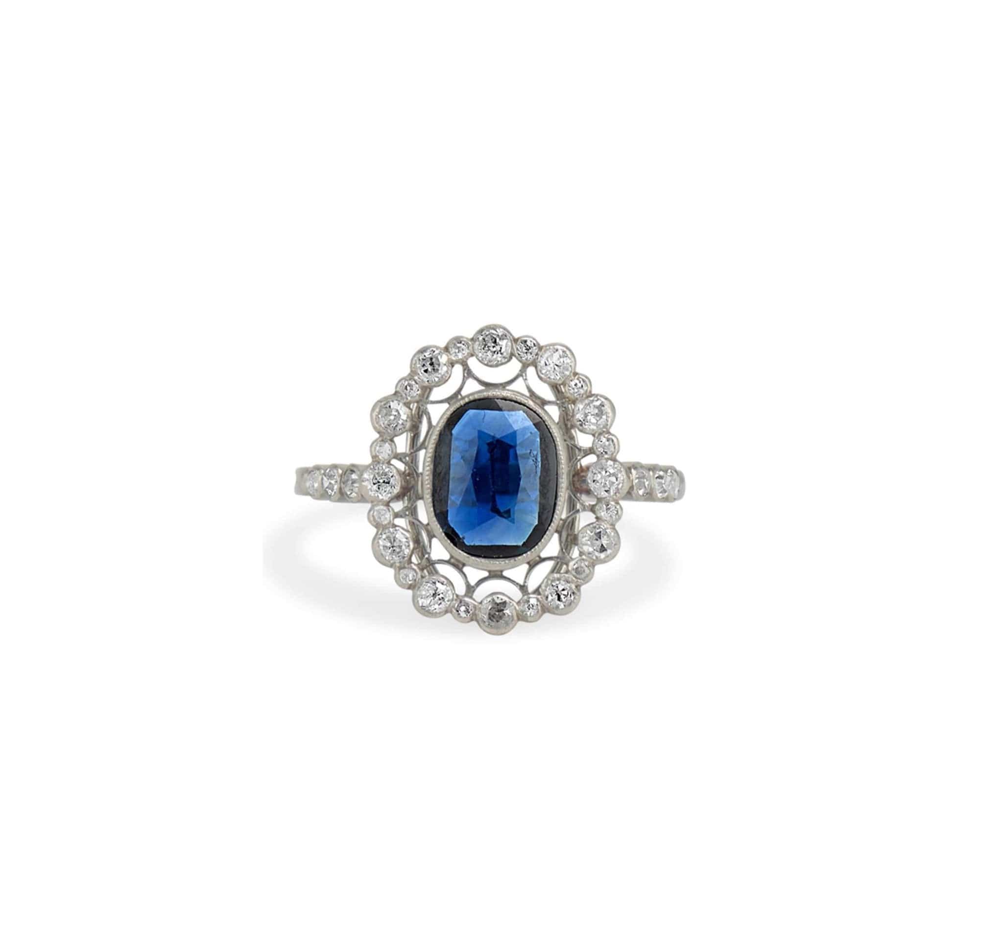 Belle Epoque Sapphire and Diamond Engagement Ring - Image 2