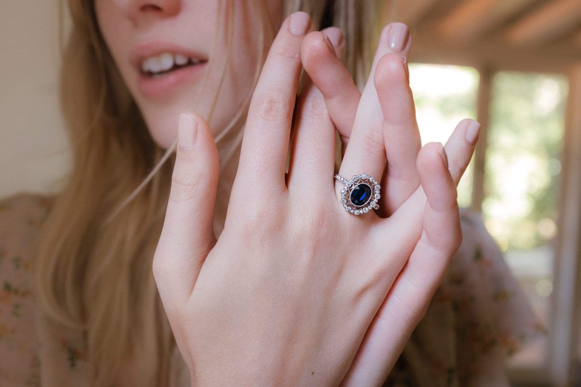 Belle Epoque Sapphire and Diamond Engagement Ring - Image 5