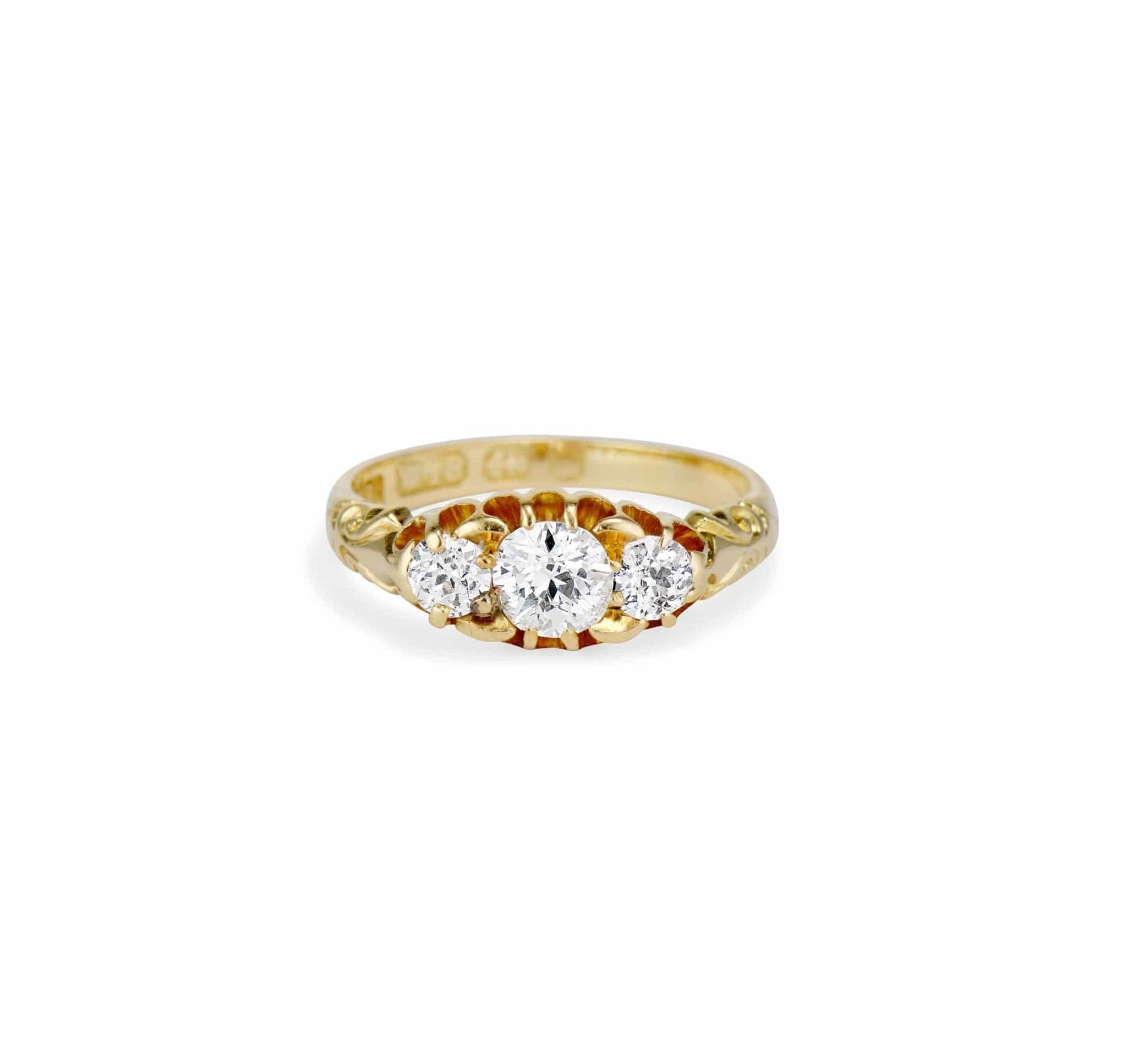 British Victorian Three Stone Diamond Engagement Ring - Image 2