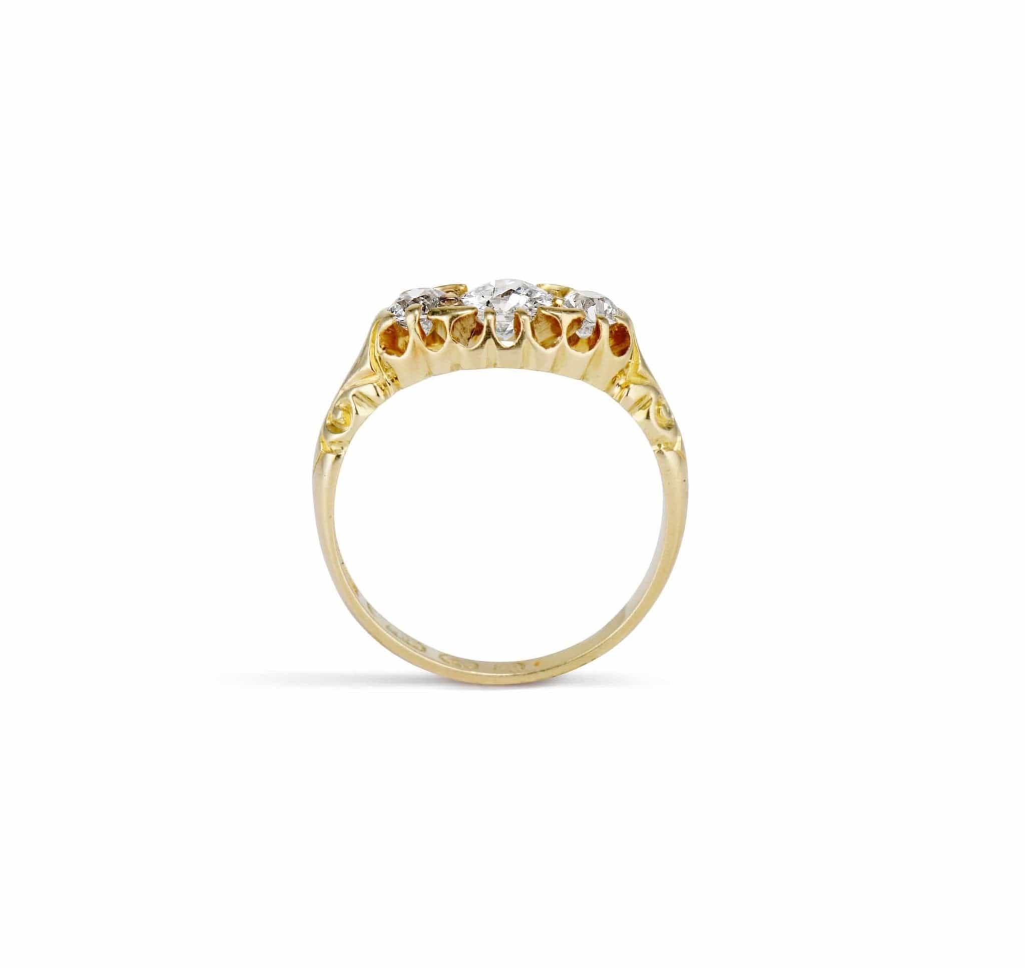 British Victorian Three Stone Diamond Engagement Ring - Image 3