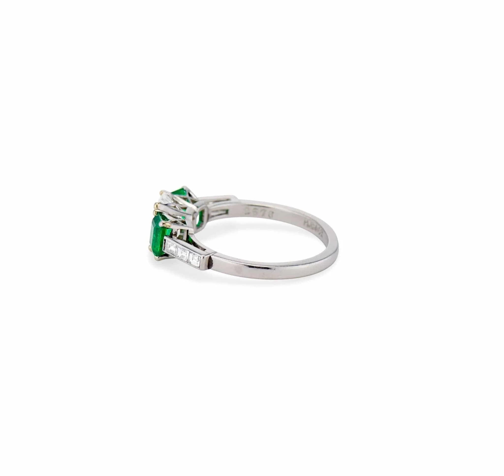 Cartier 1970's Emerald and Diamond Three-Stone Ring, England - Image 3
