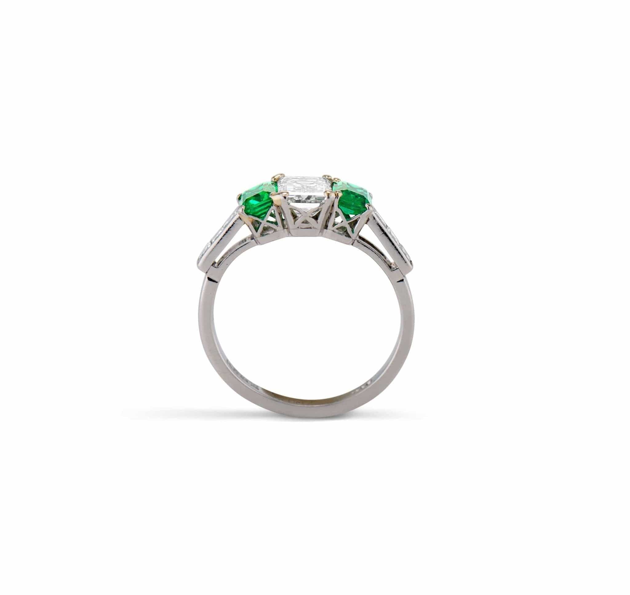 Cartier 1970's Emerald and Diamond Three-Stone Ring, England - Image 4