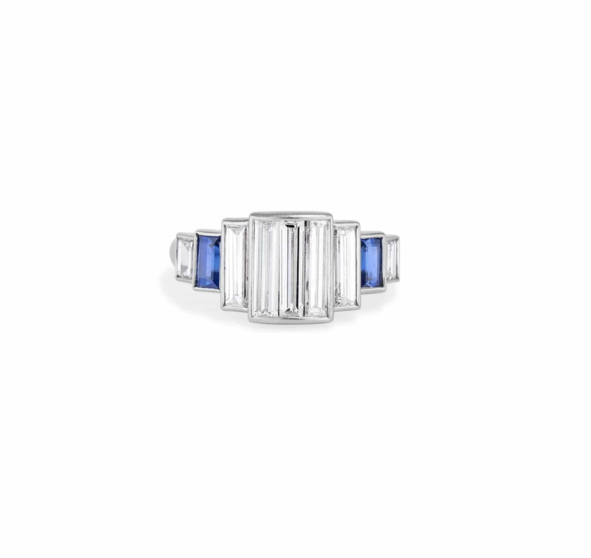 Cartier Vintage Baguette Diamond and Sapphire Engagement Ring - Image 2