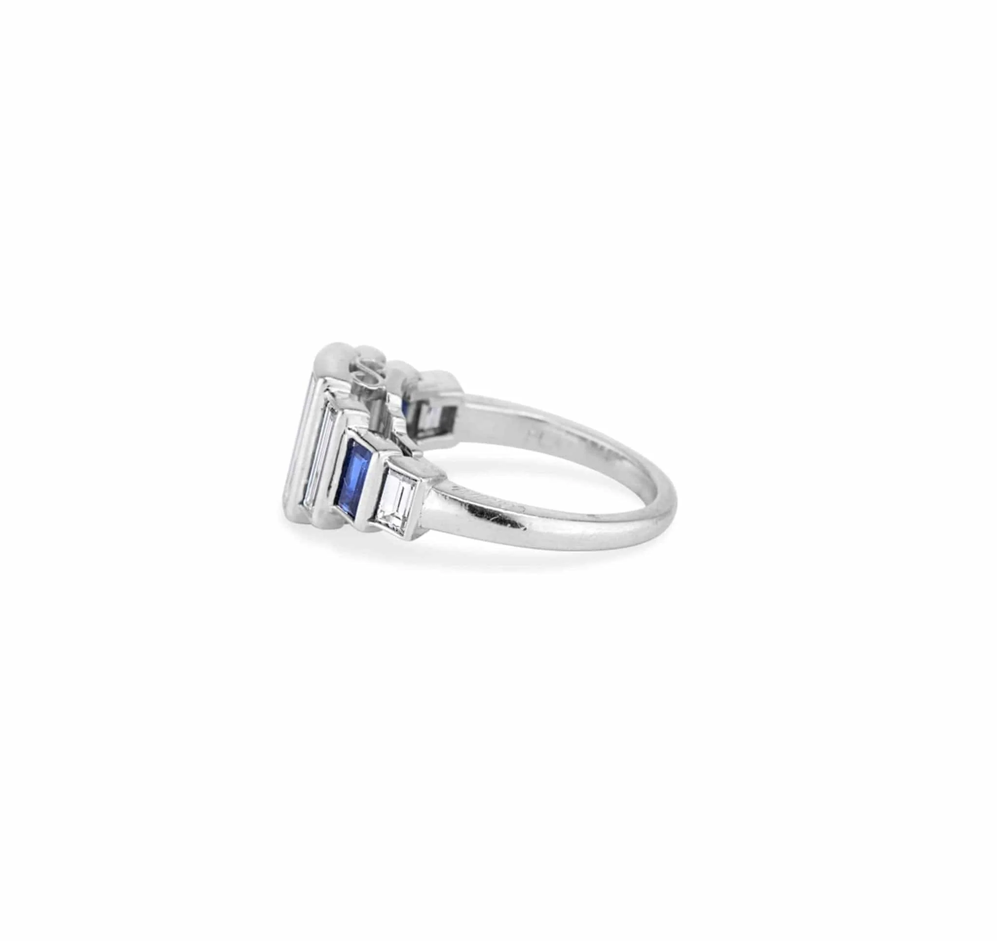 Cartier Vintage Baguette Diamond and Sapphire Engagement Ring - Image 3