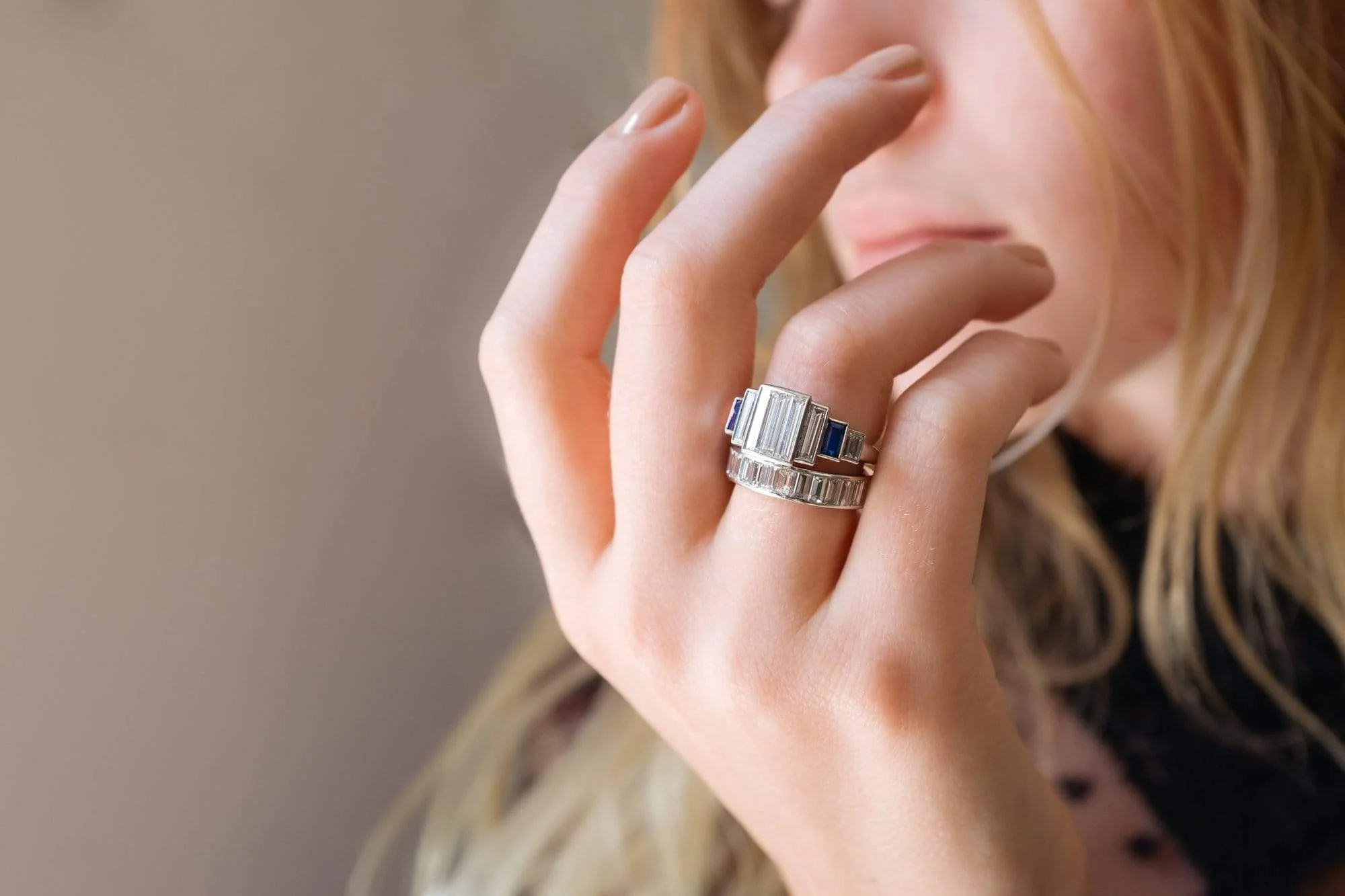 Cartier Vintage Baguette Diamond and Sapphire Engagement Ring - Image 5