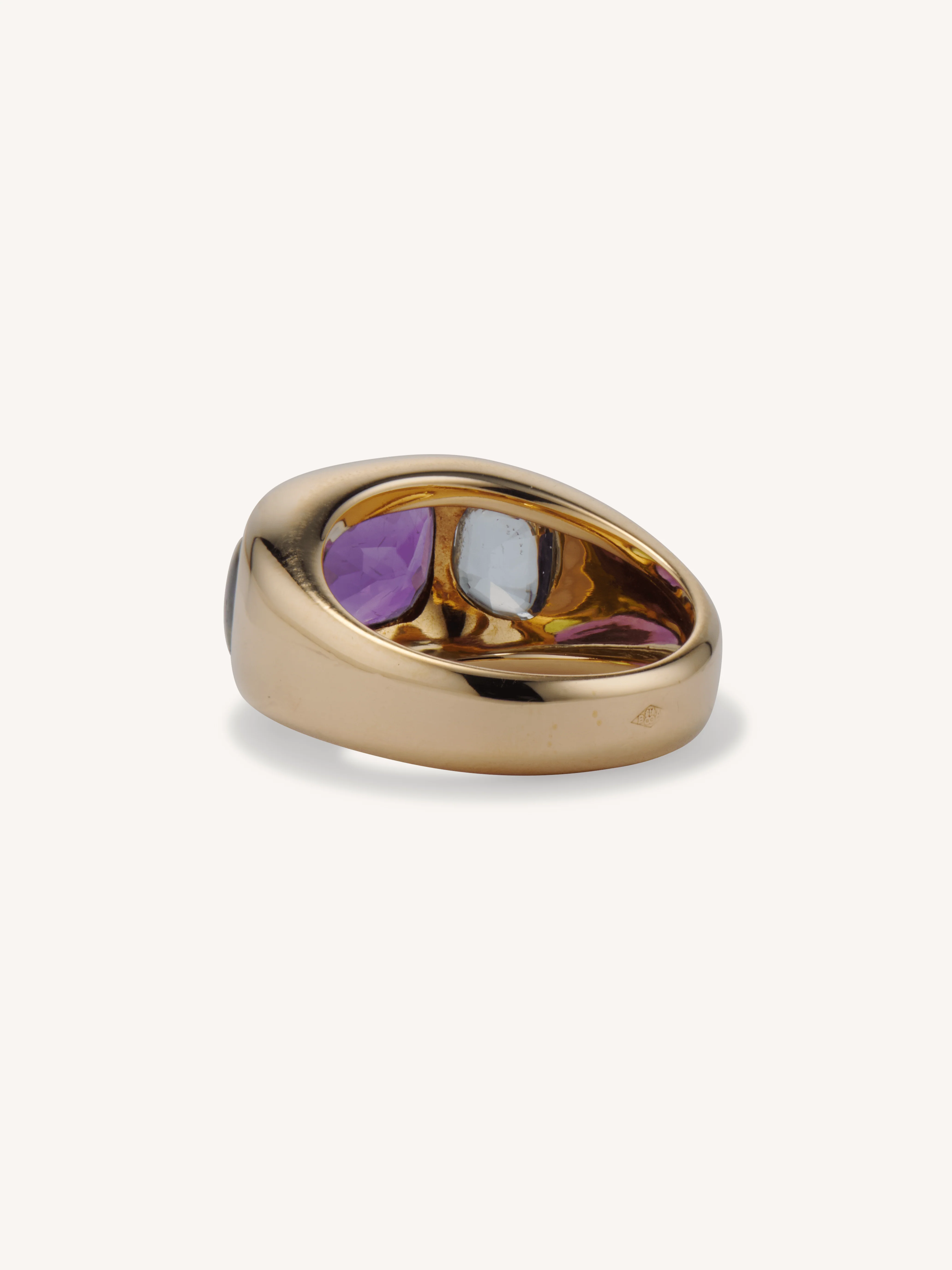 Chanel Amethyst Flush Set Multi-Gem Three Stone Vintage Ring - Image 4