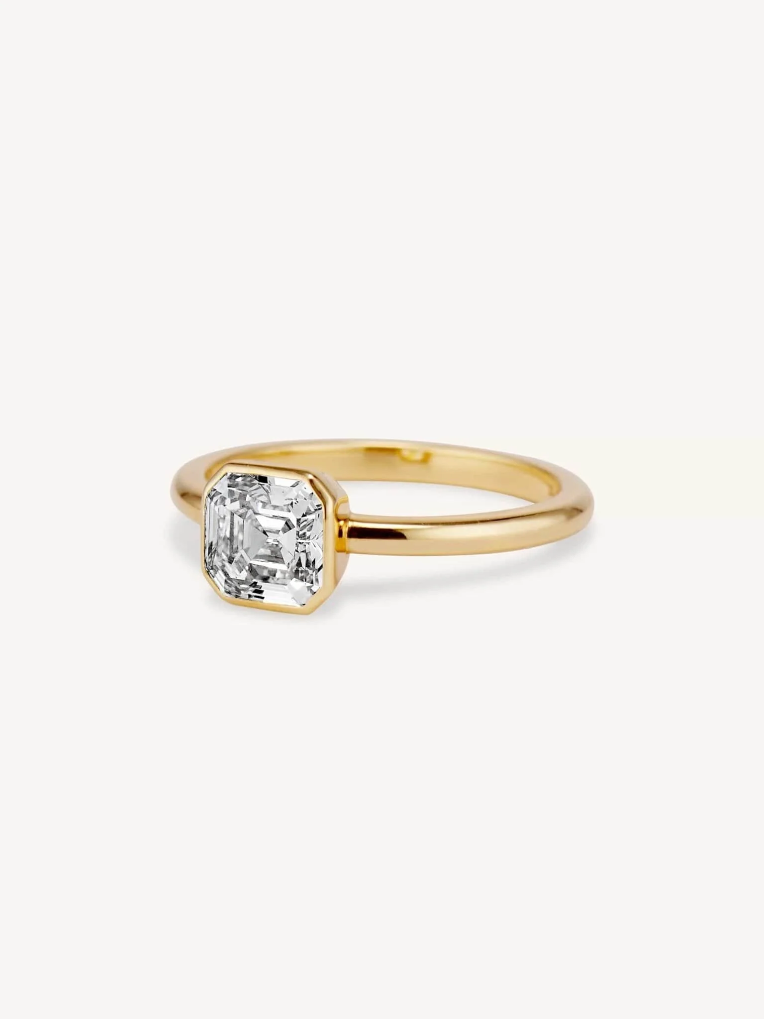 Classic Asscher Cut Diamond Bezel Solitaire Engagement Ring 1.20 - Image 3