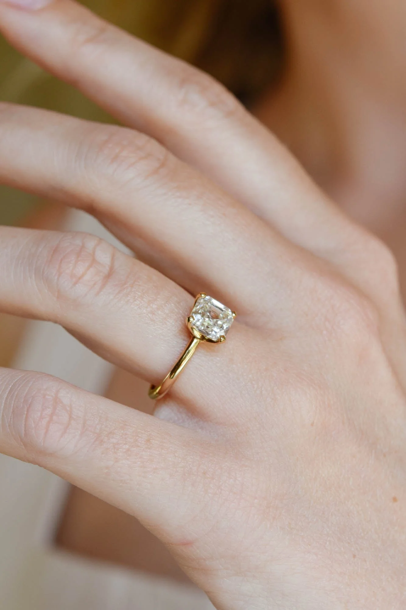 Classic Asscher Cut Diamond Four Prong Solitaire Engagement Ring 2.01 - Image 3