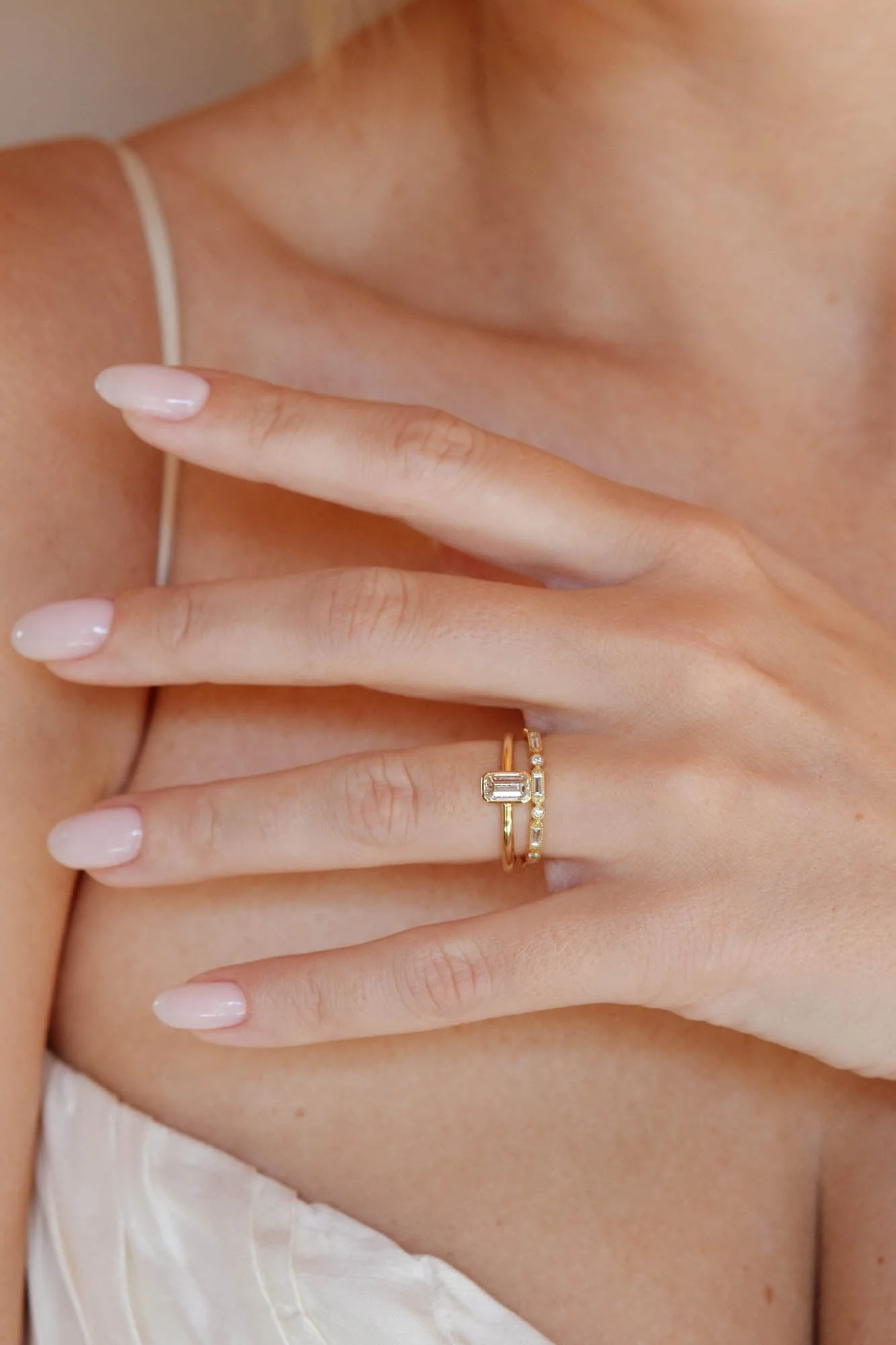 Classic Emerald Cut Diamond Bezel Solitaire Engagement Ring .78 - Image 3