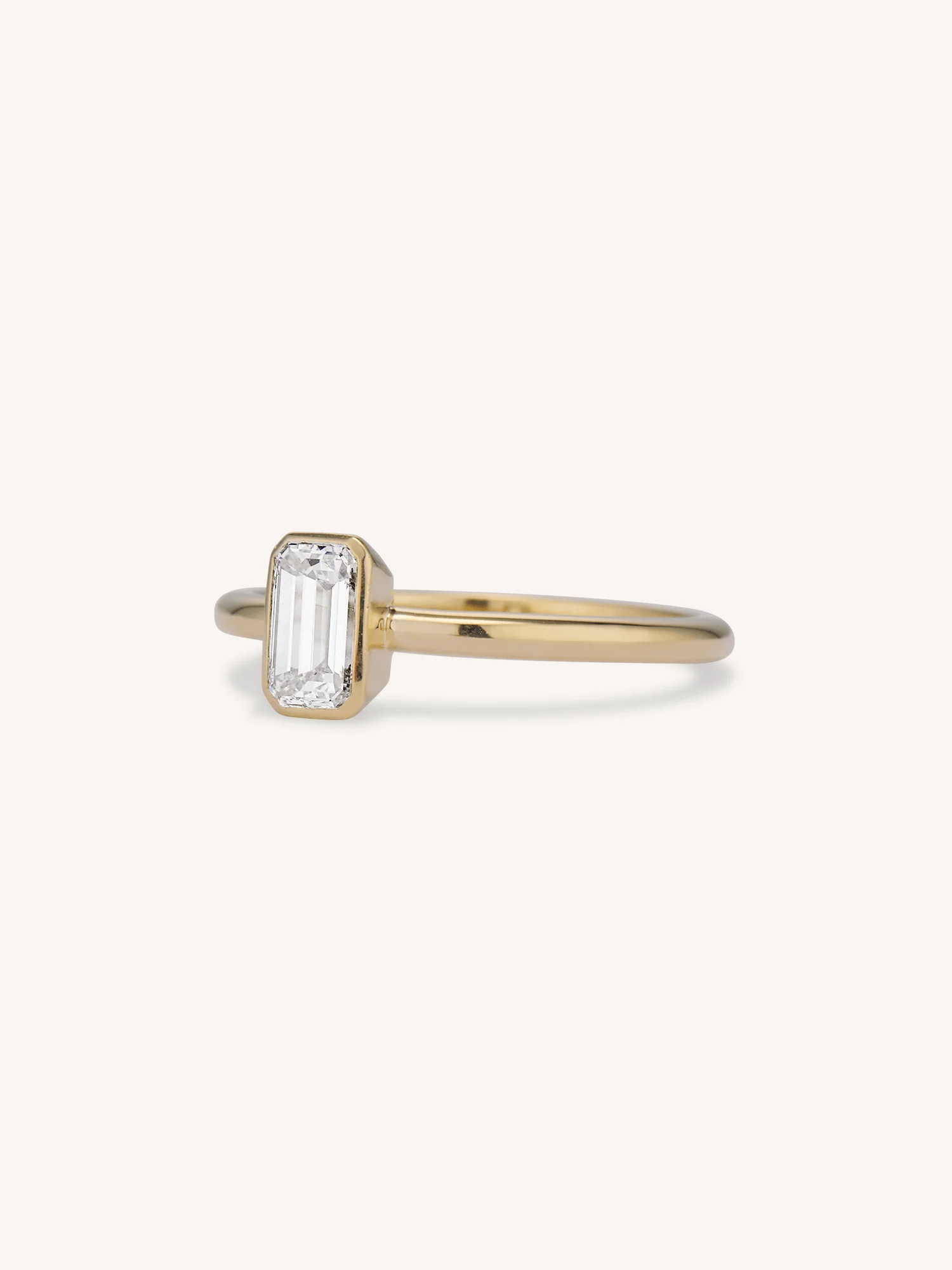 Classic Emerald Cut Diamond Bezel Solitaire Engagement Ring .78 - Image 4