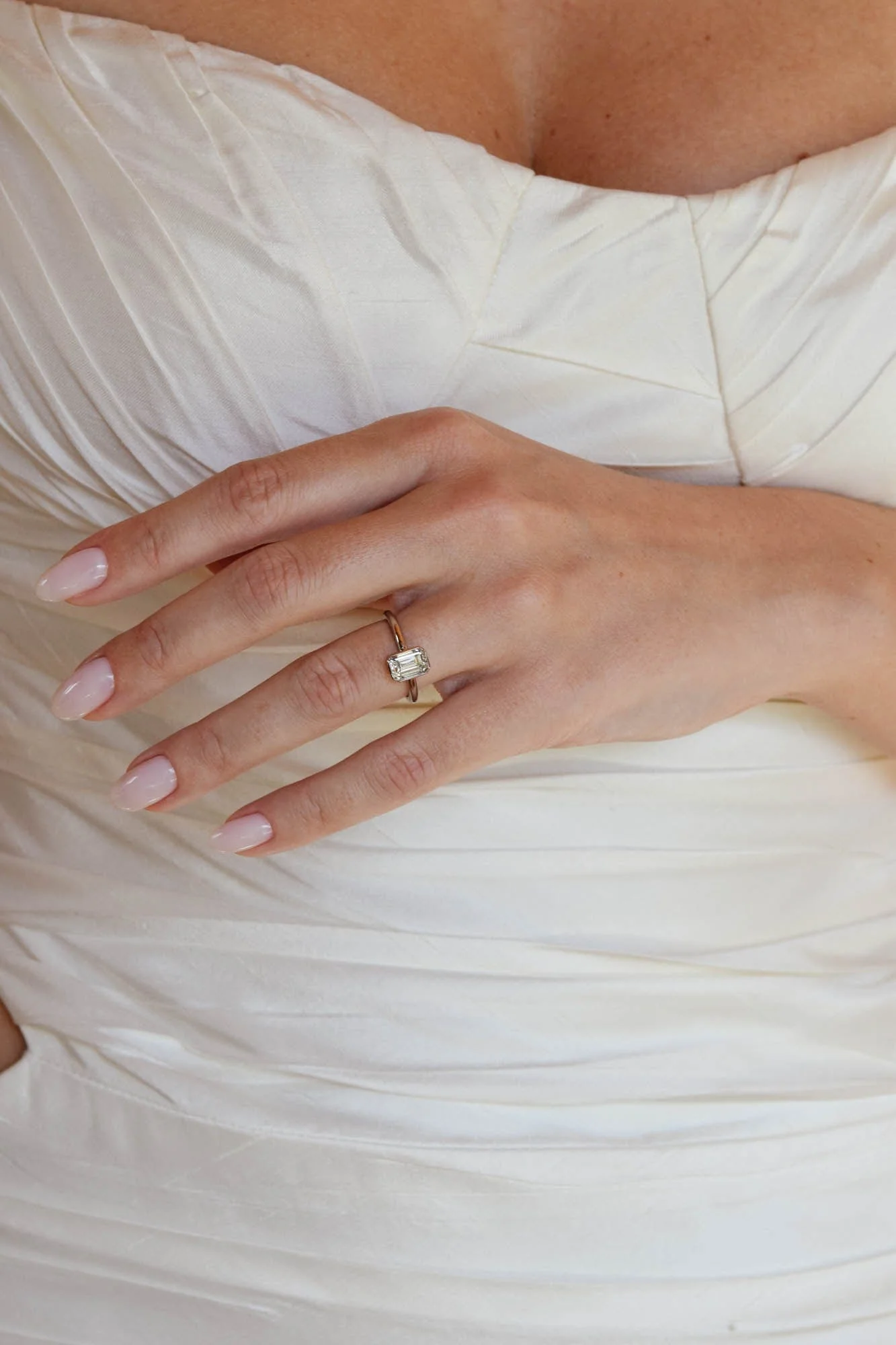 Classic Emerald Cut Diamond Bezel Solitaire Engagement Ring 1.33 - Image 3