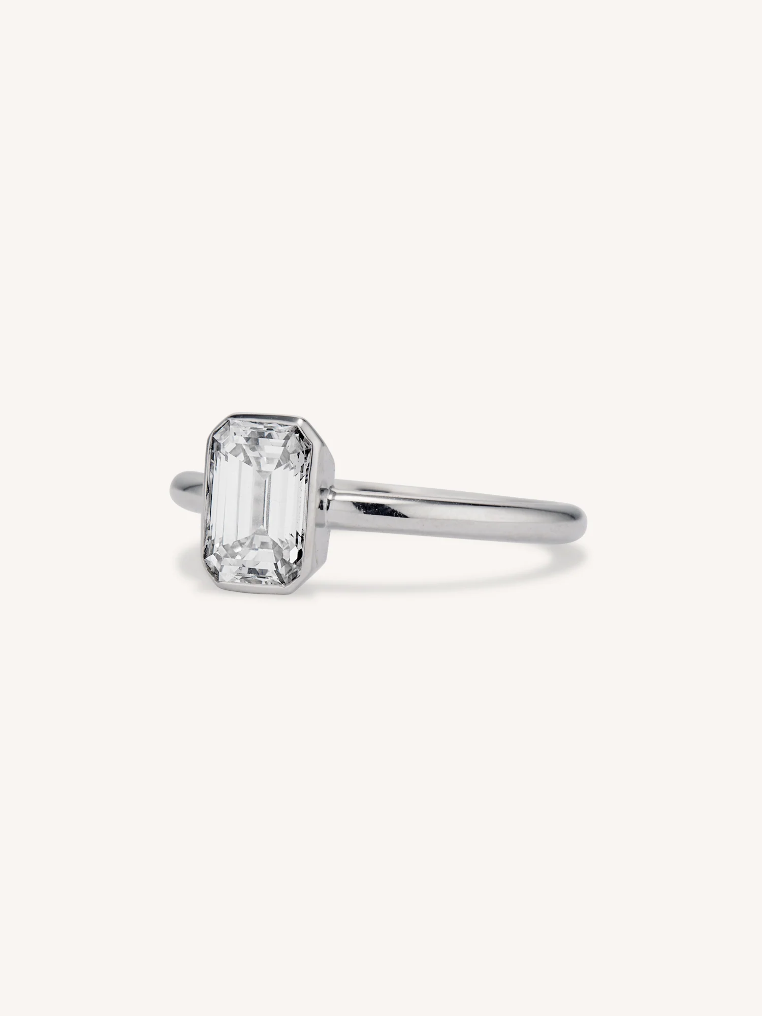 Classic Emerald Cut Diamond Bezel Solitaire Engagement Ring 1.33 - Image 4